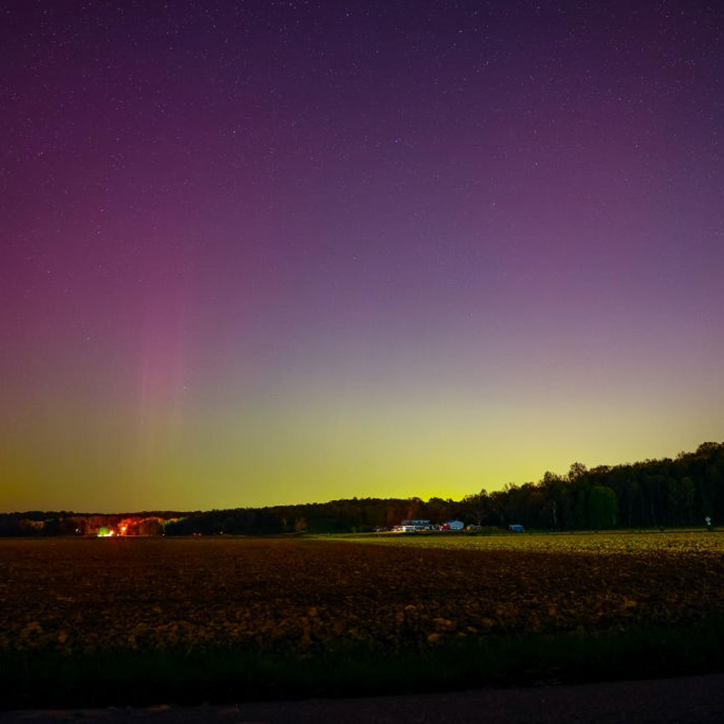 The Aurora Borealis (Northern Lights) can be seen from North
