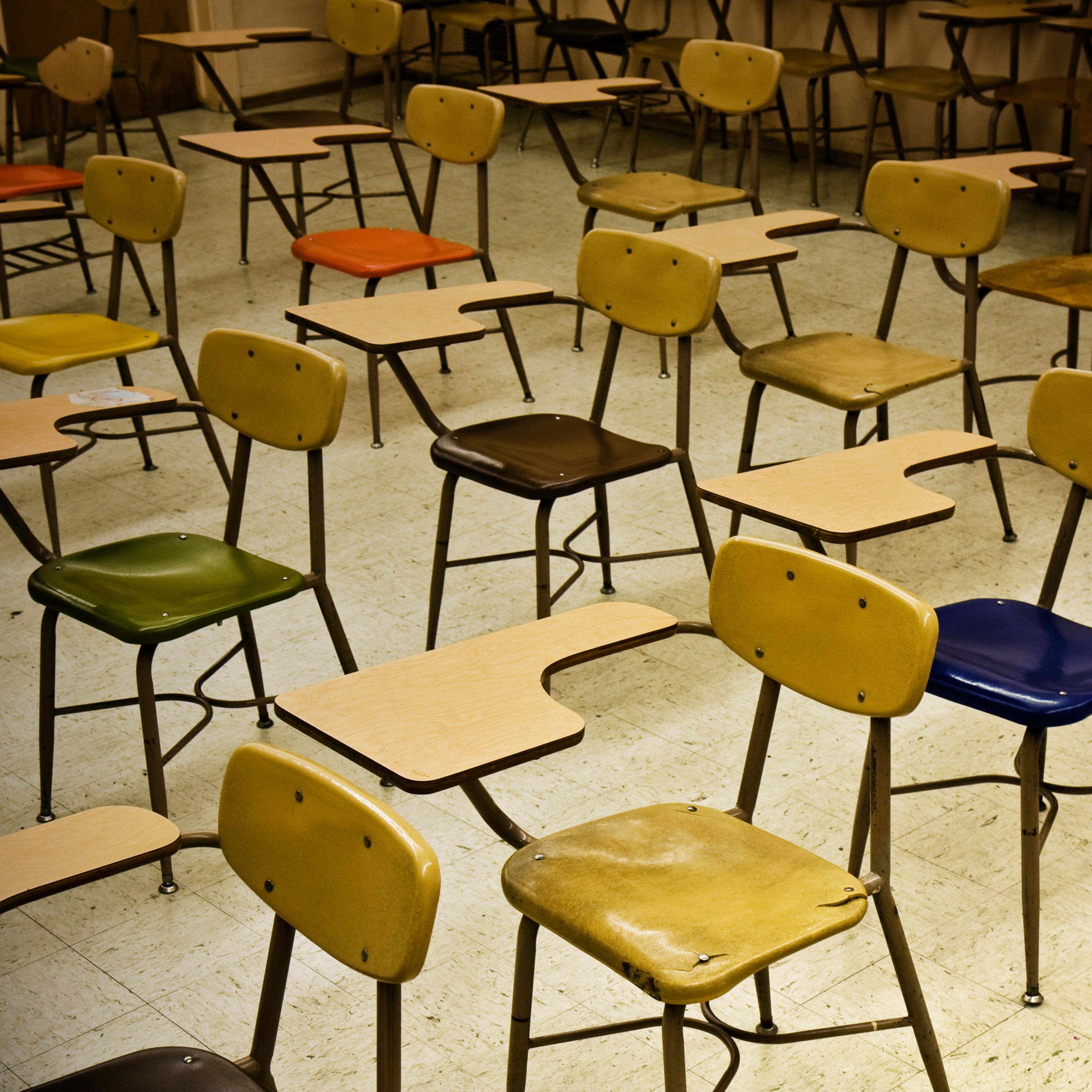 Chairs in an empty classroom