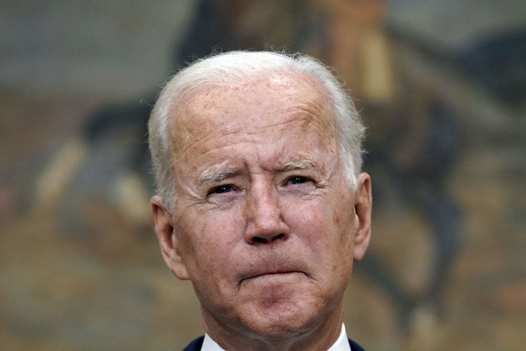 U.S. President Joe Biden speaks in the Roosevelt Room of the White House on Aug. 24, 2021. Biden has decided to stick to the deadline he set for evacuations from the Kabul airport, leaving less than a week to fly out thousands of people from Taliban-cont