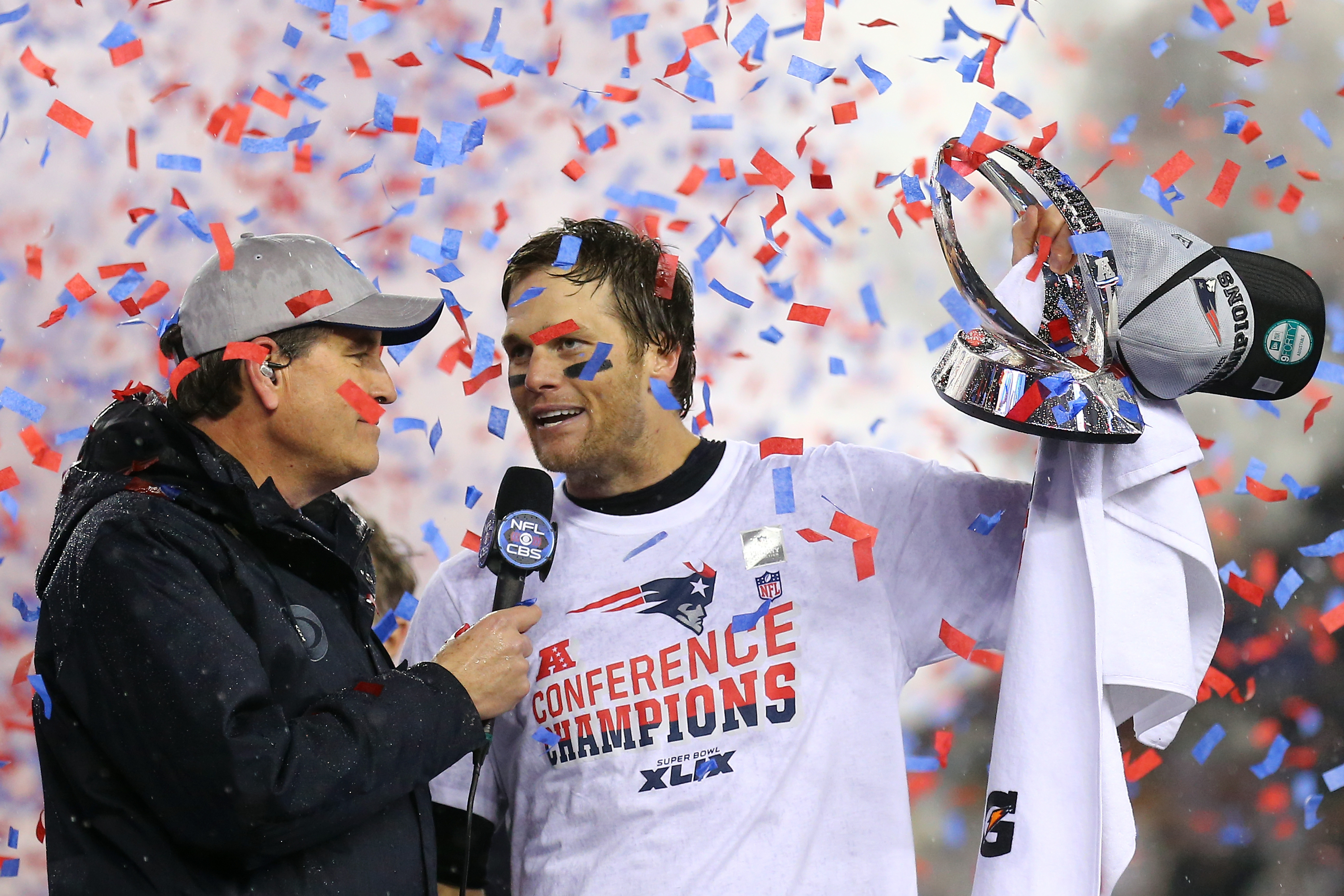 of the 2015 AFC Championship Game at Gillette Stadium on January 18, 2015 in Foxboro, Massachusetts.