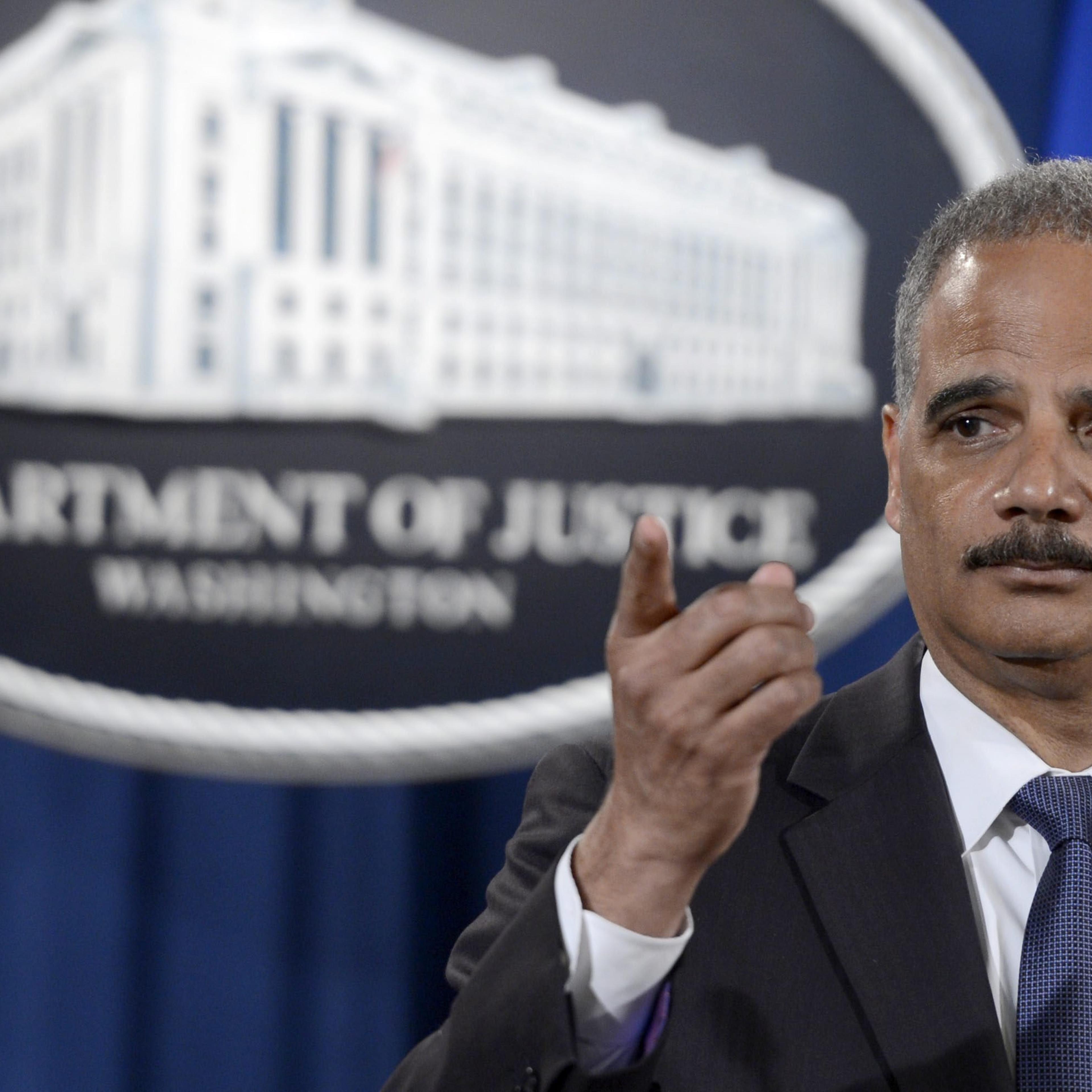 US Attorney General Eric Holder delivers remarks on the Justice Department’s efforts in Ferguson, Missouri.