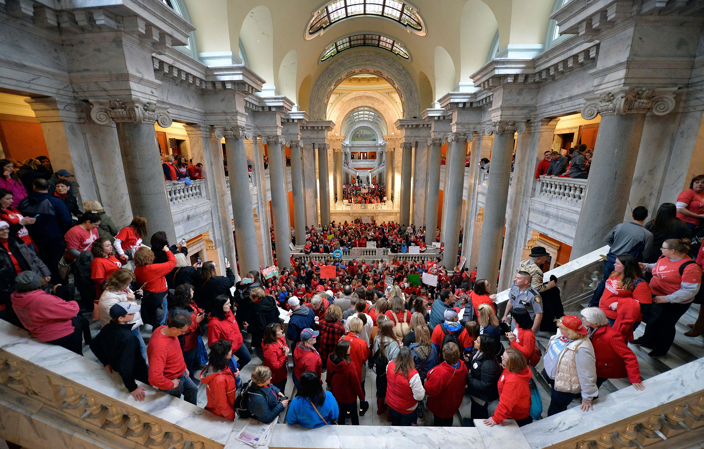 Teachers Strike in Kentucky state Capito for Pension changes and budget cut