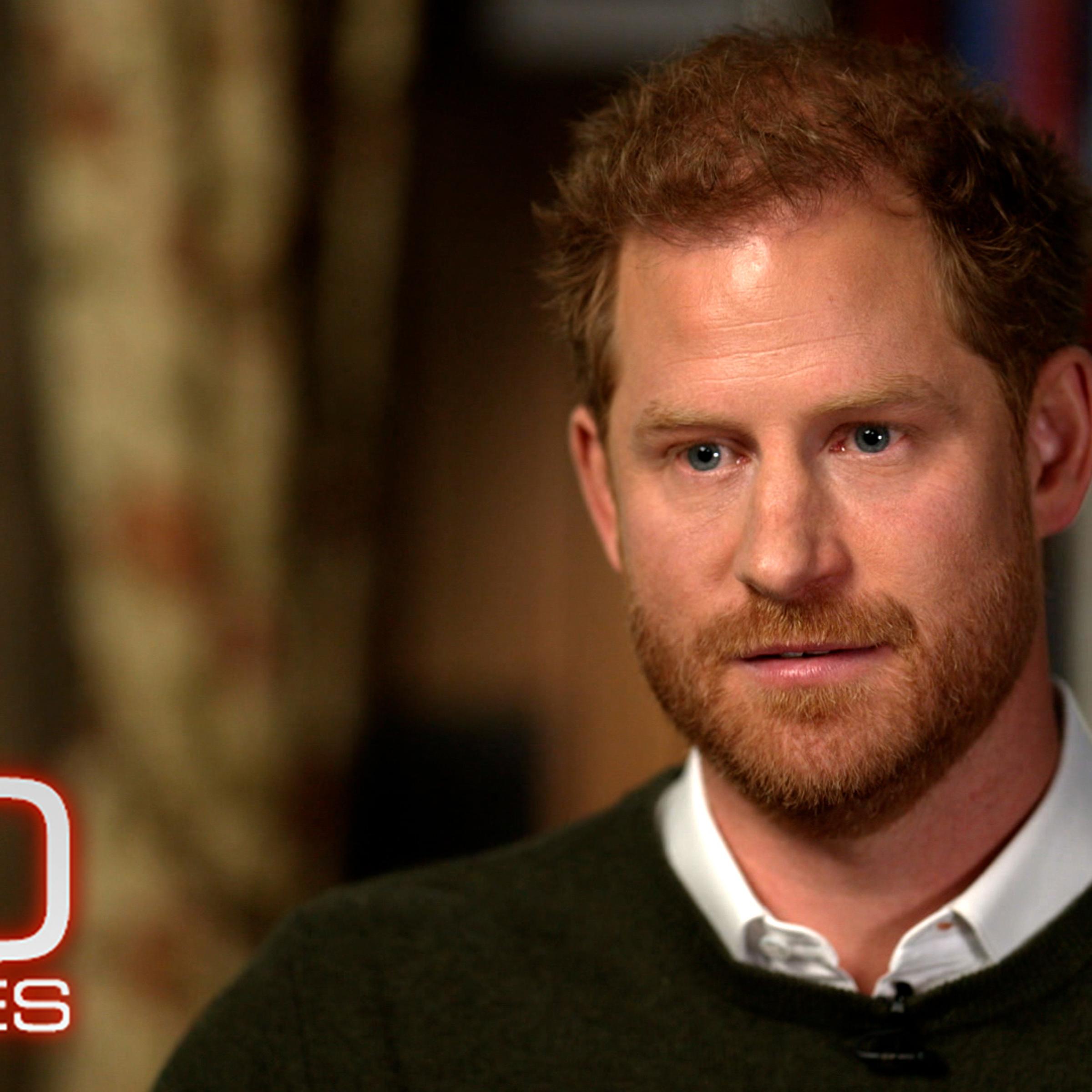 Prince Harry on <i>60 Minutes</i> to discuss his forthcoming memoir ’Spare,’ on Jan 8., 2022.