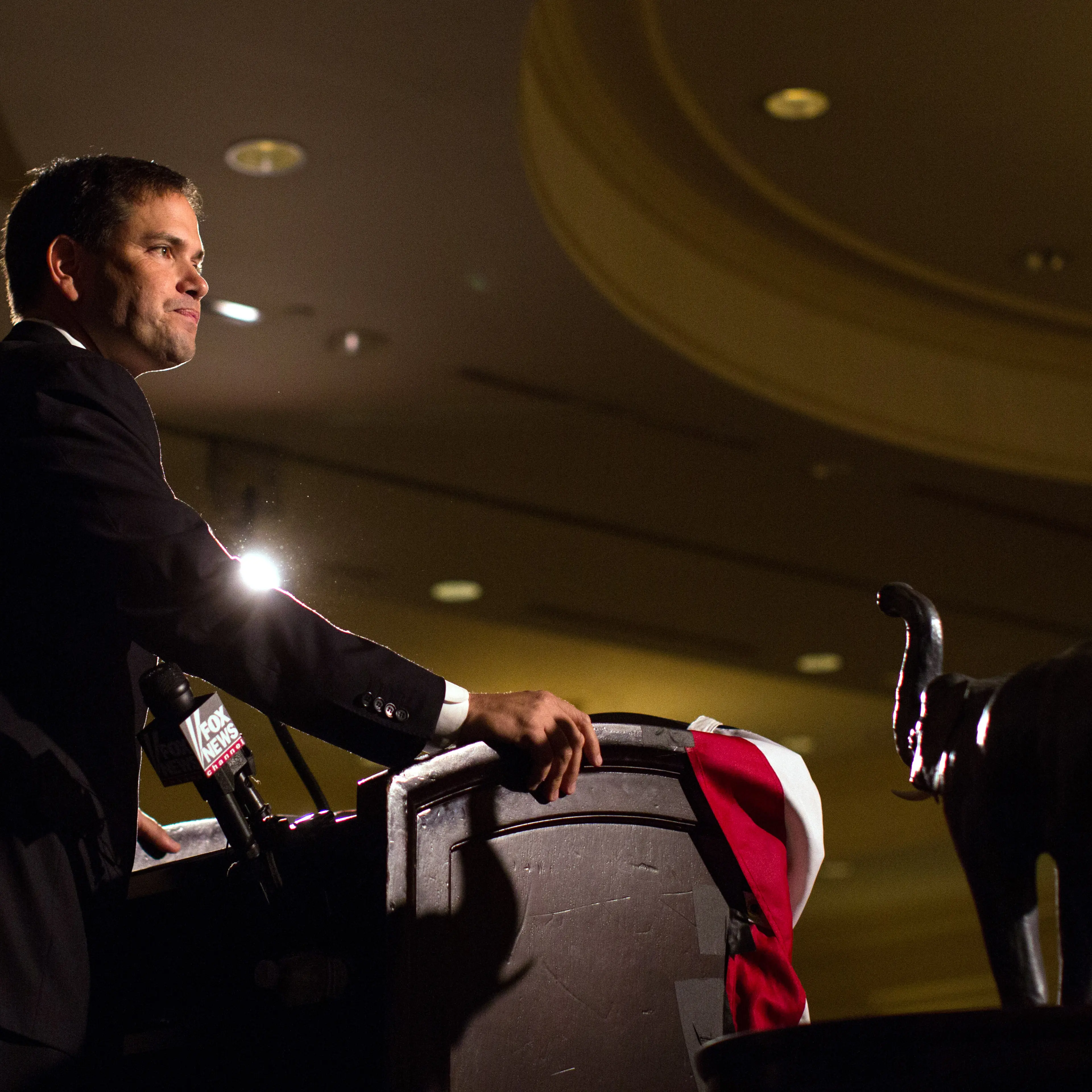Senator Marco Rubio addresses the New Hampshire Rockingham Committee Freed Founder's Dinner in New Castle, N.H., on May 9, 2014.