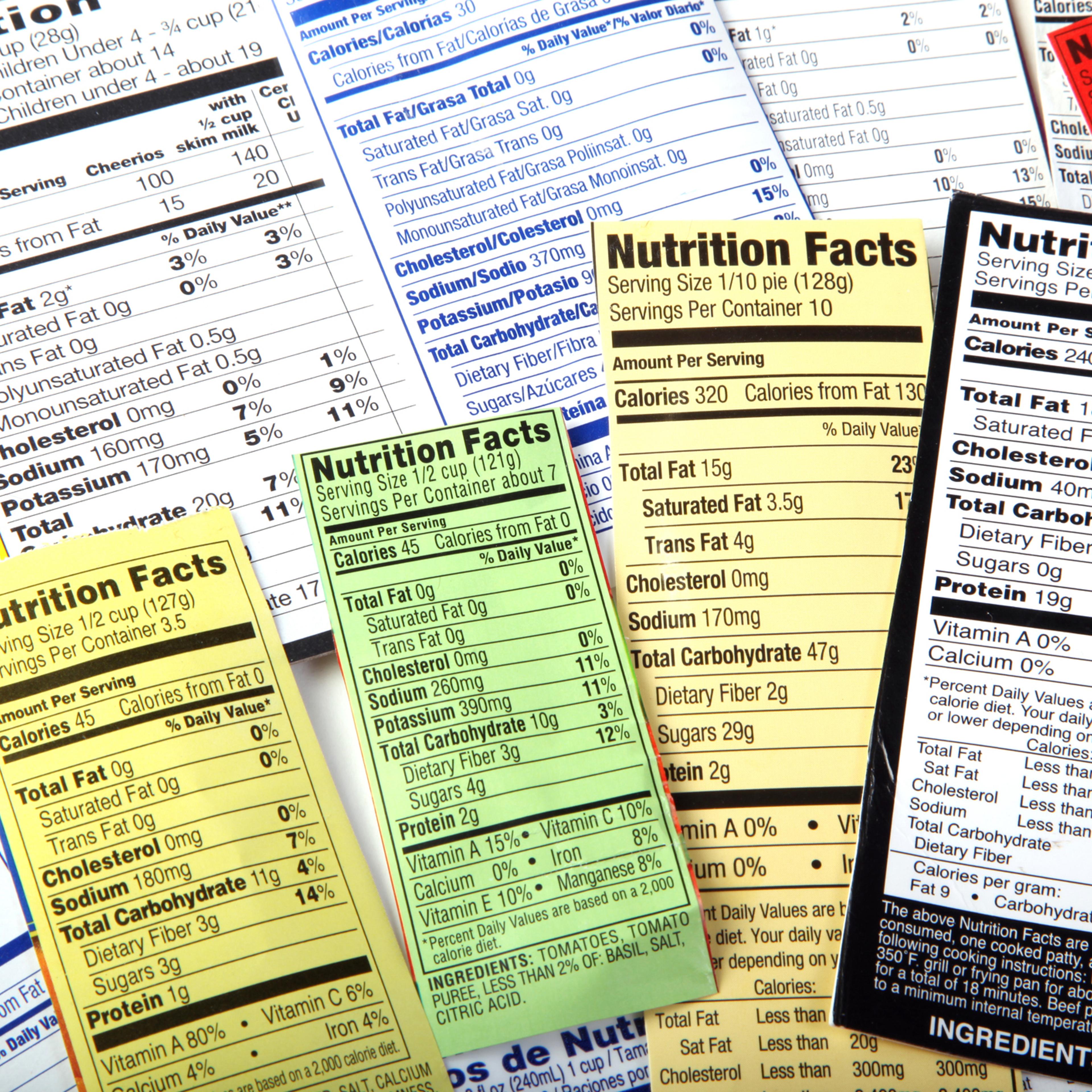 Nutrition Label giving information on good food choices.