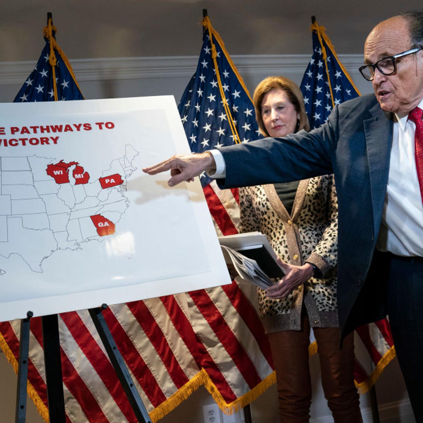 Rudy Giuliani And Trump Legal Advisor Hold Press Conference At RNC HQ