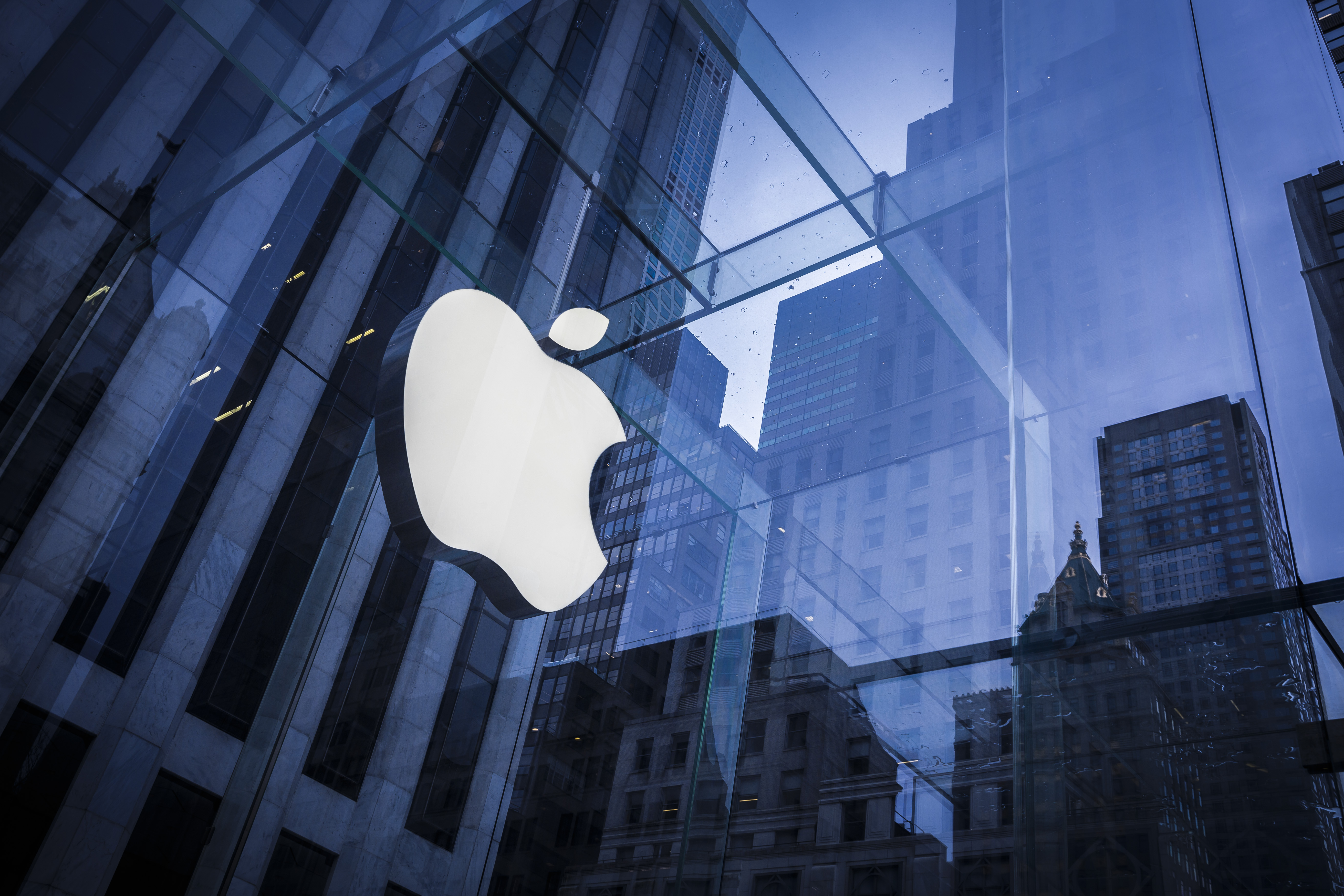 Company logo of Apple on an Apple store in Manhattan on February 25, 2016 in New York.
