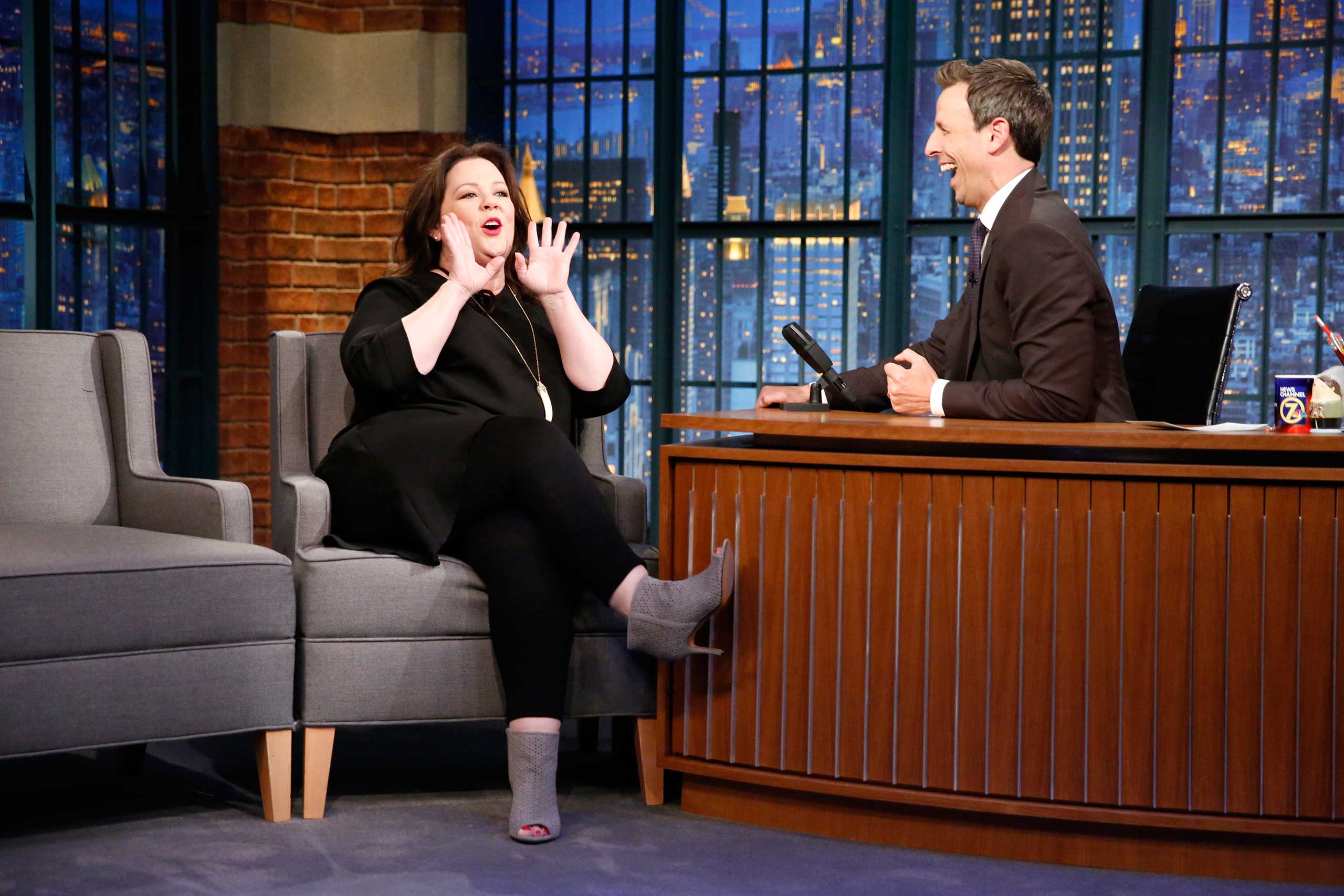 Actress Melissa McCarthy during an interview with host Seth Meyers on June 2, 2015.