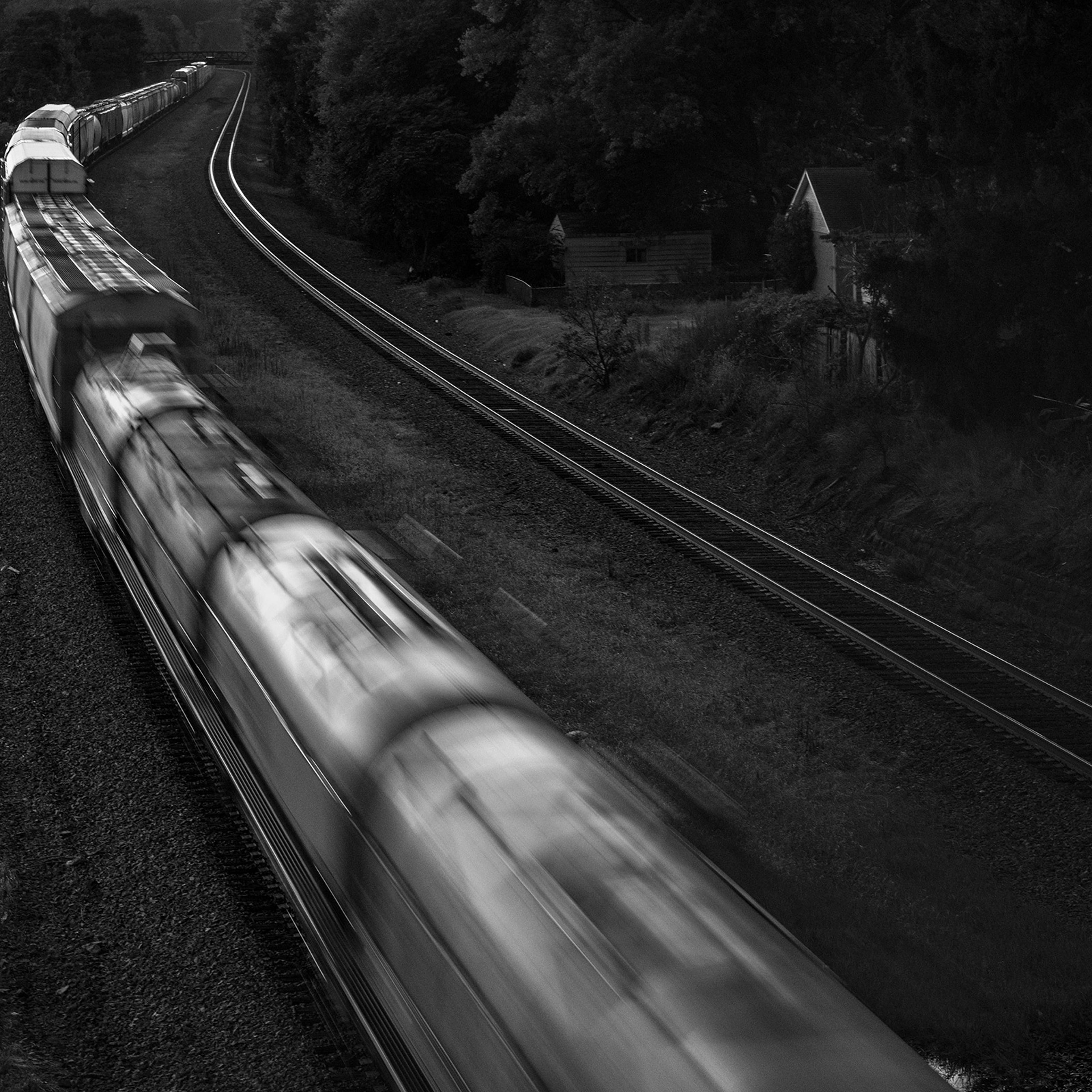 A train passes through East Palestine, Ohio, in Oct. 2023.