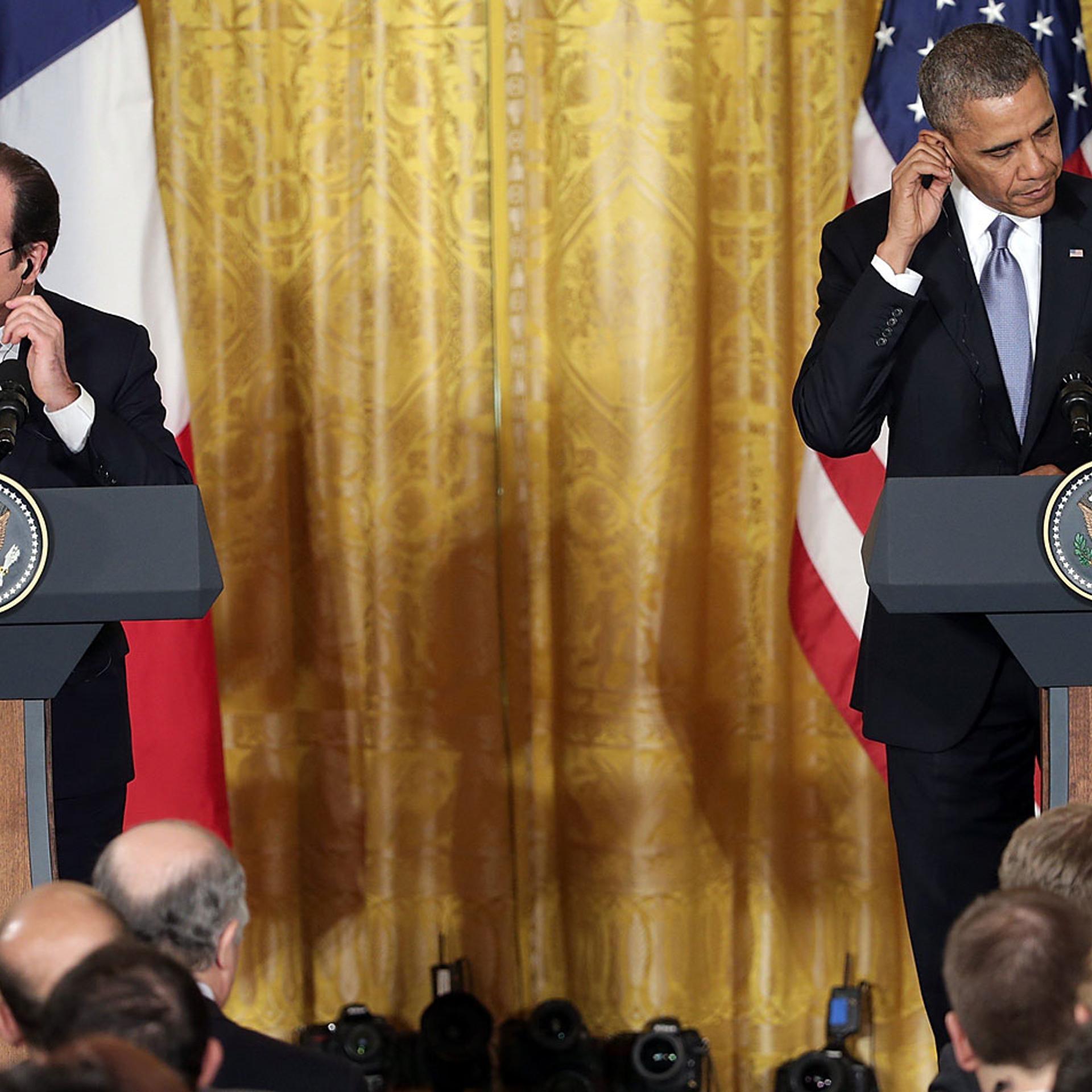 President Obama And President Hollande Hold Joint News Conference In The East Room