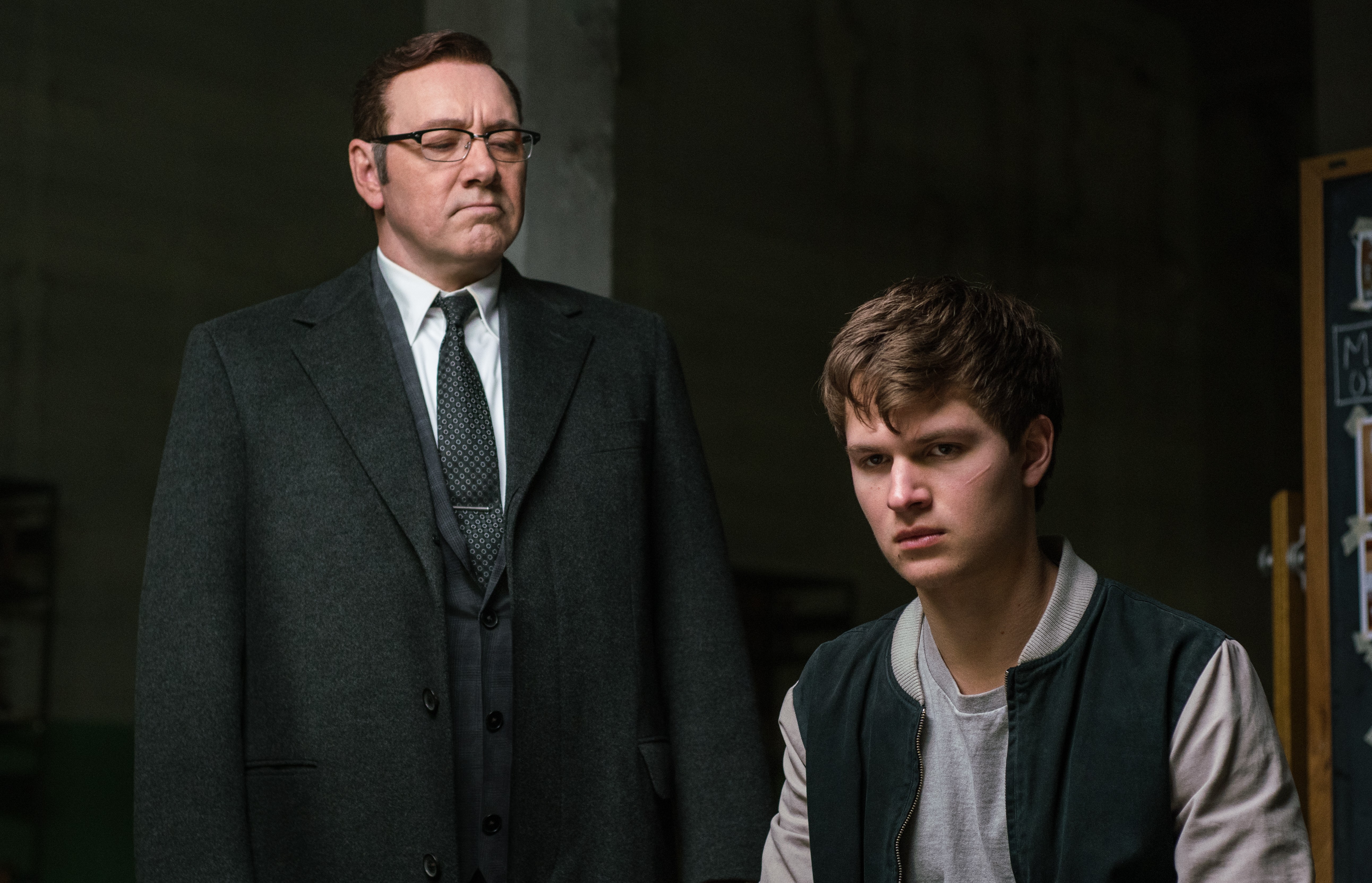 Ansel Elgort;Kevin Spacey