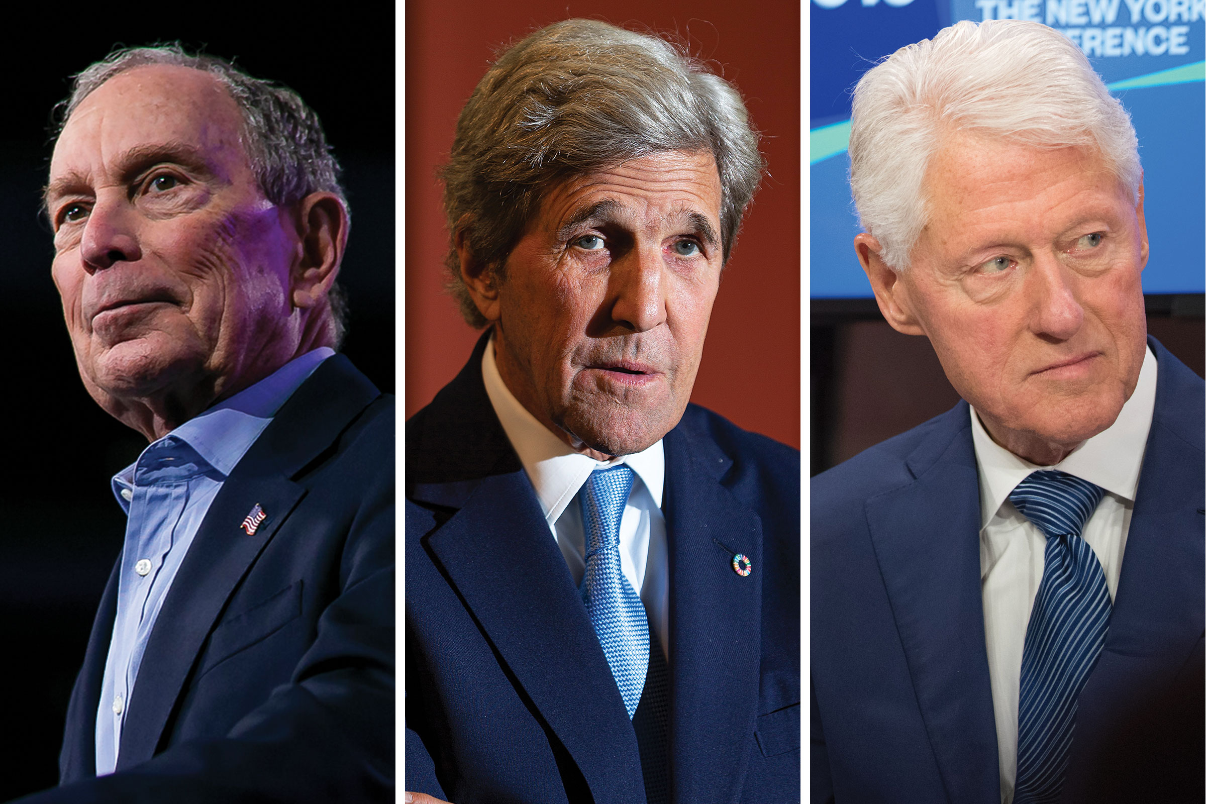 Former Mayor of New York City Mike Bloomberg; Former Secretary of State John Kerry; Former President Bill Clinton