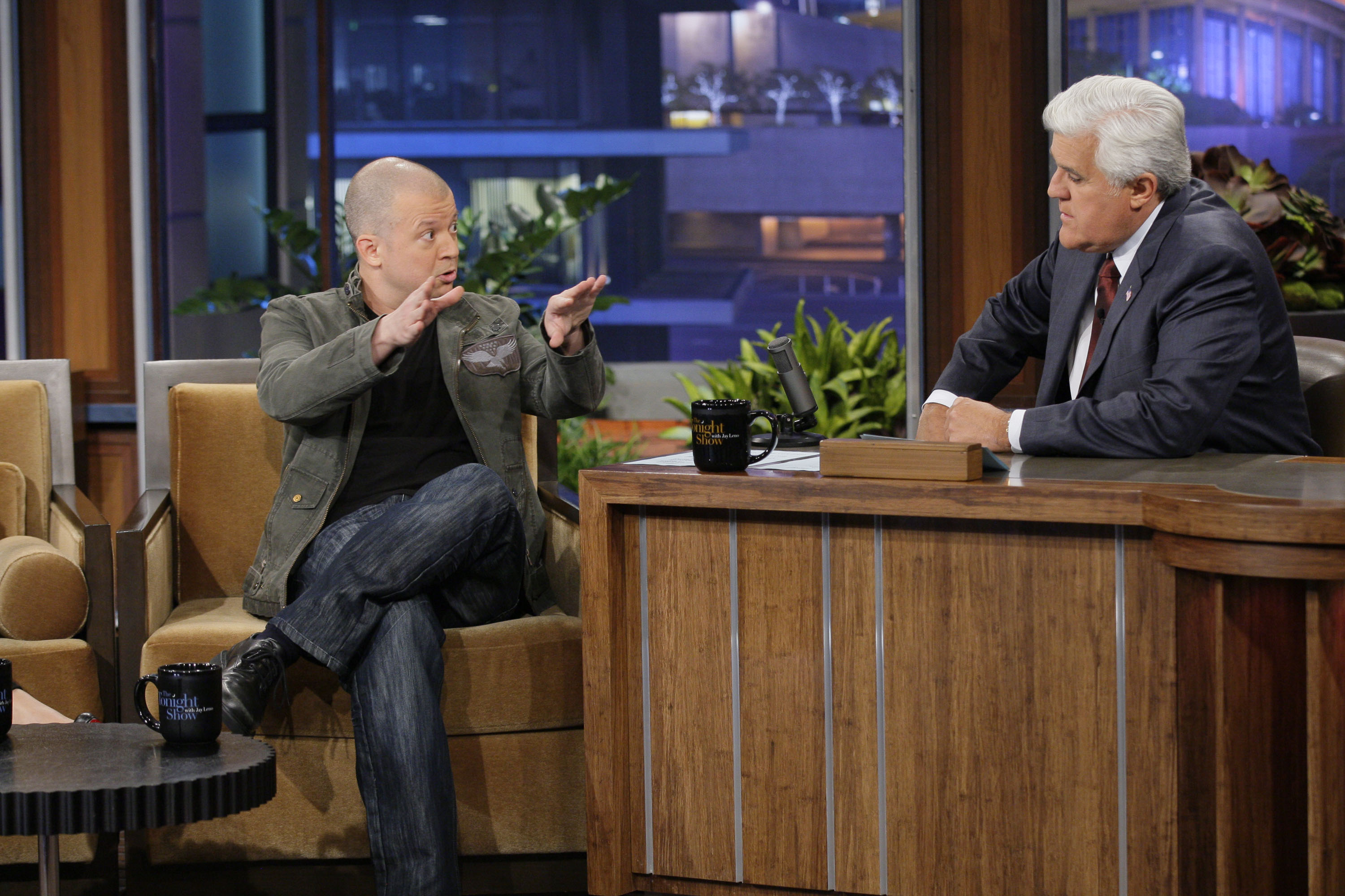 Comedian Jim Norton during an interview with host Jay Leno on June 27, 2012.