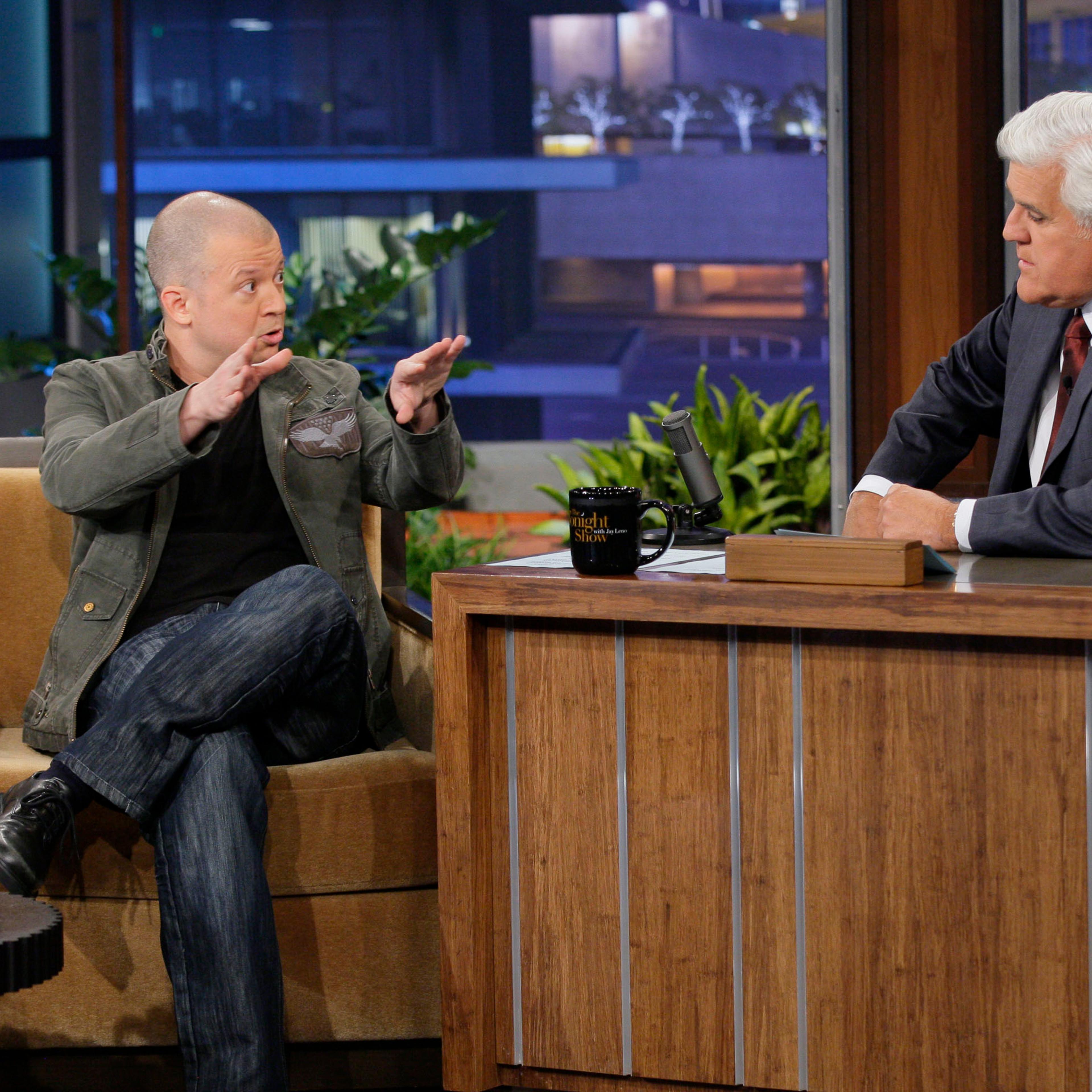 Comedian Jim Norton during an interview with host Jay Leno on June 27, 2012.