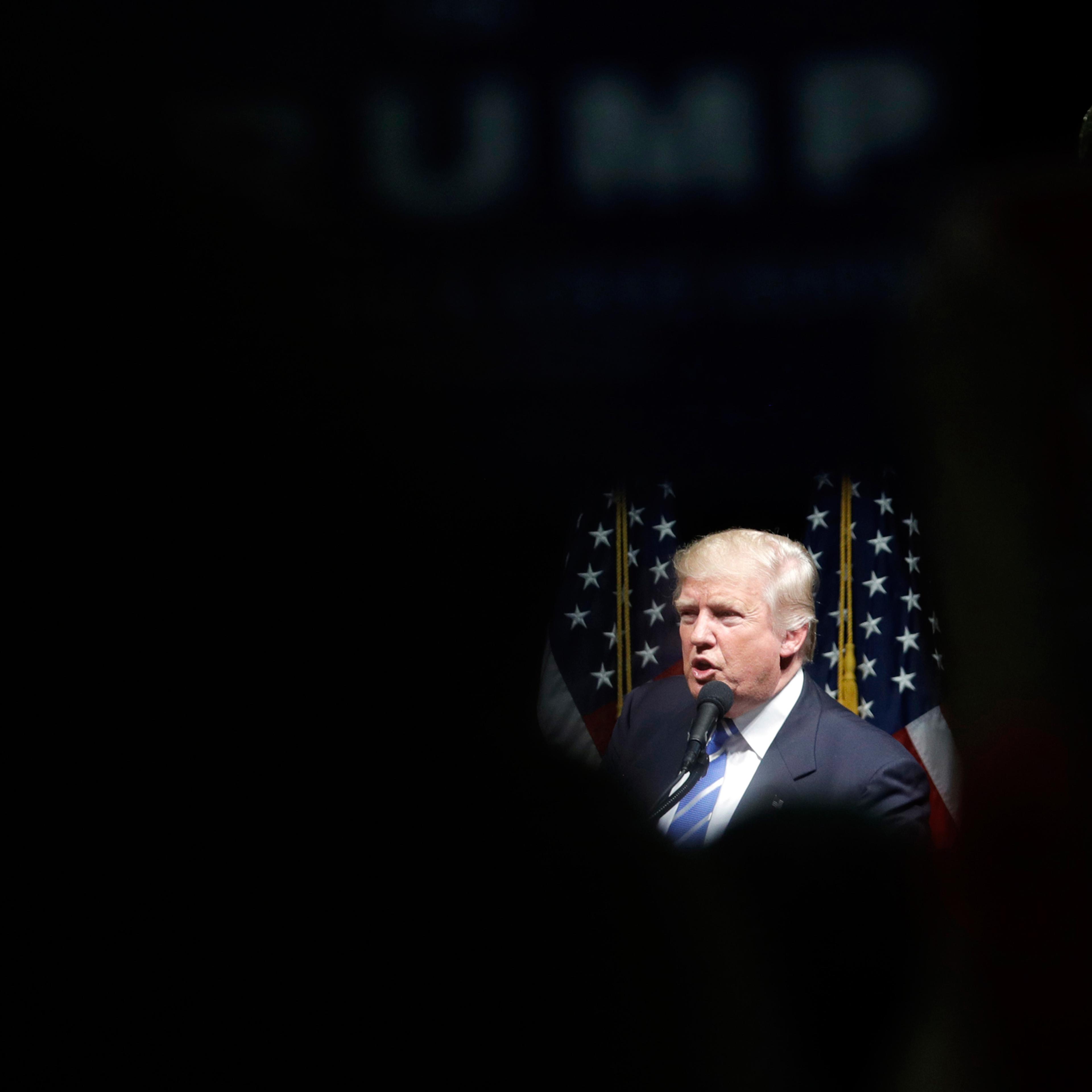 Republican presidential candidate Donald Trump speaks at a rally, Wednesday, Sept. 28, 2016, in Council Bluffs, Iowa. (AP Photo/John Locher)