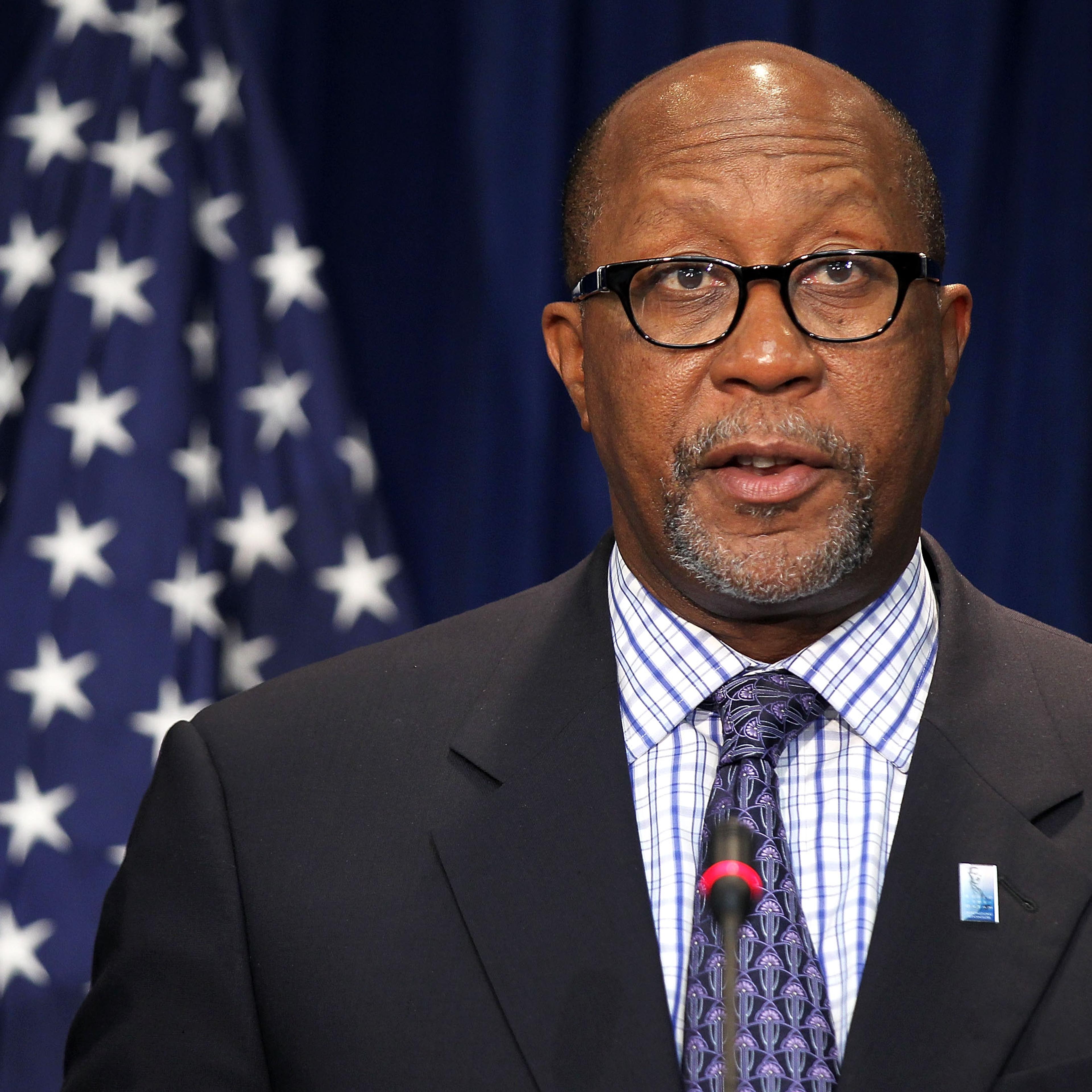 U.S. Trade Representative Ron Kirk speaks as he announces a trade enforcement action against China in Washington, DC., Sept. 20, 2011.