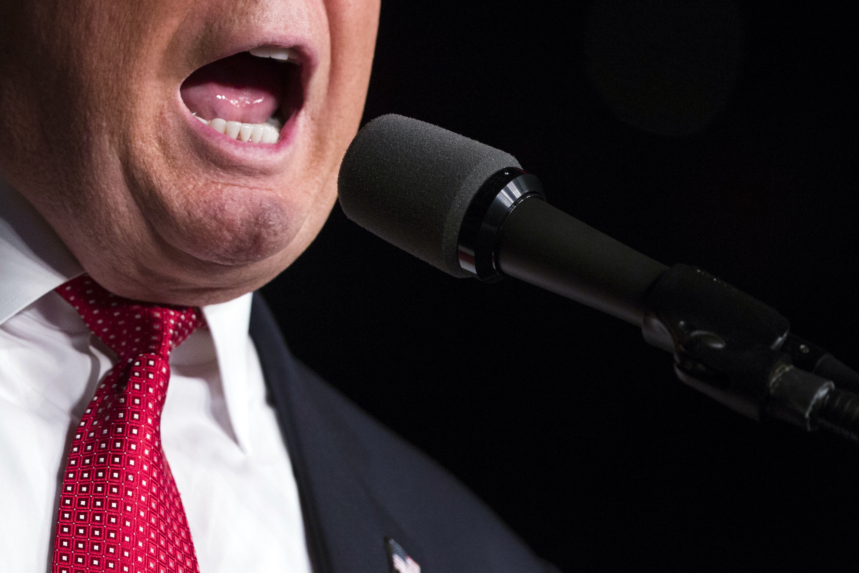 Republican presidential candidate Donald Trump speaks during a campaign rally at Germain Arena, Sept. 19, 2016, in Ft. Myers, Fla.