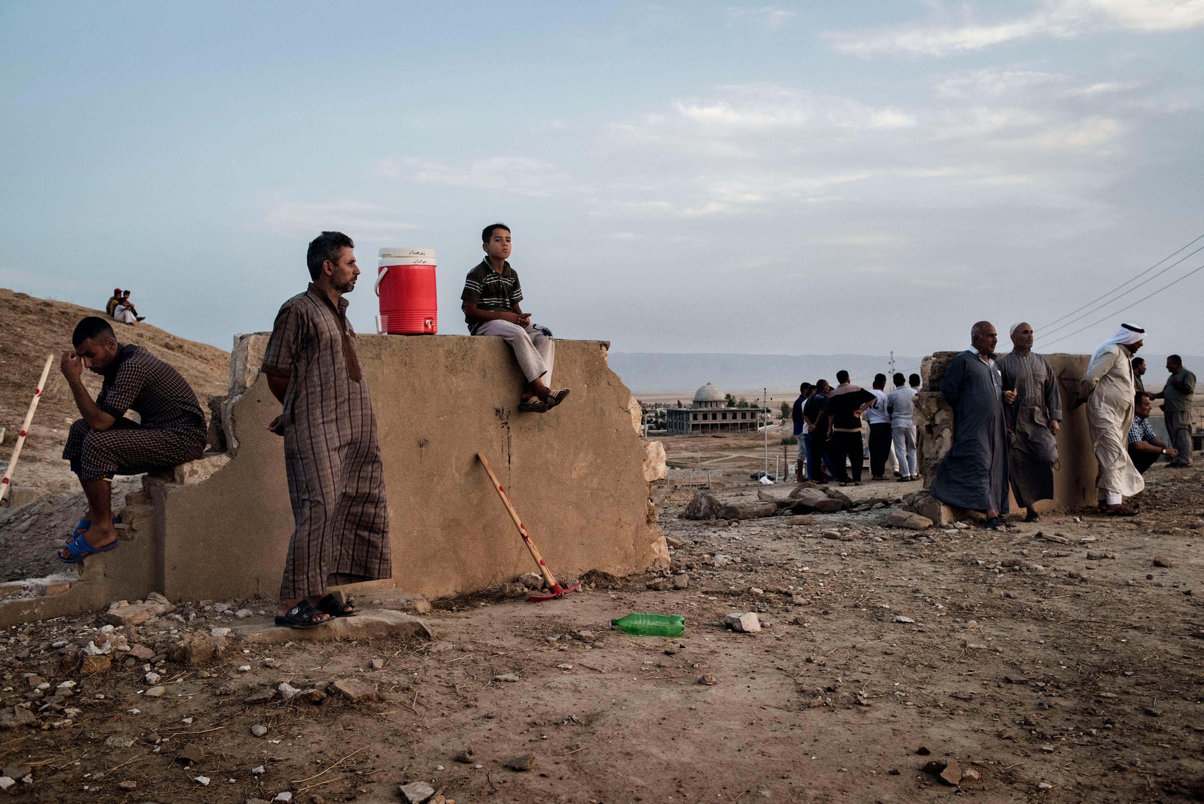Men and boys from a camp for internally displaced people (IDP's), May 17, 2016, Makhmour Kurdistan Iraq, south of Mosul.