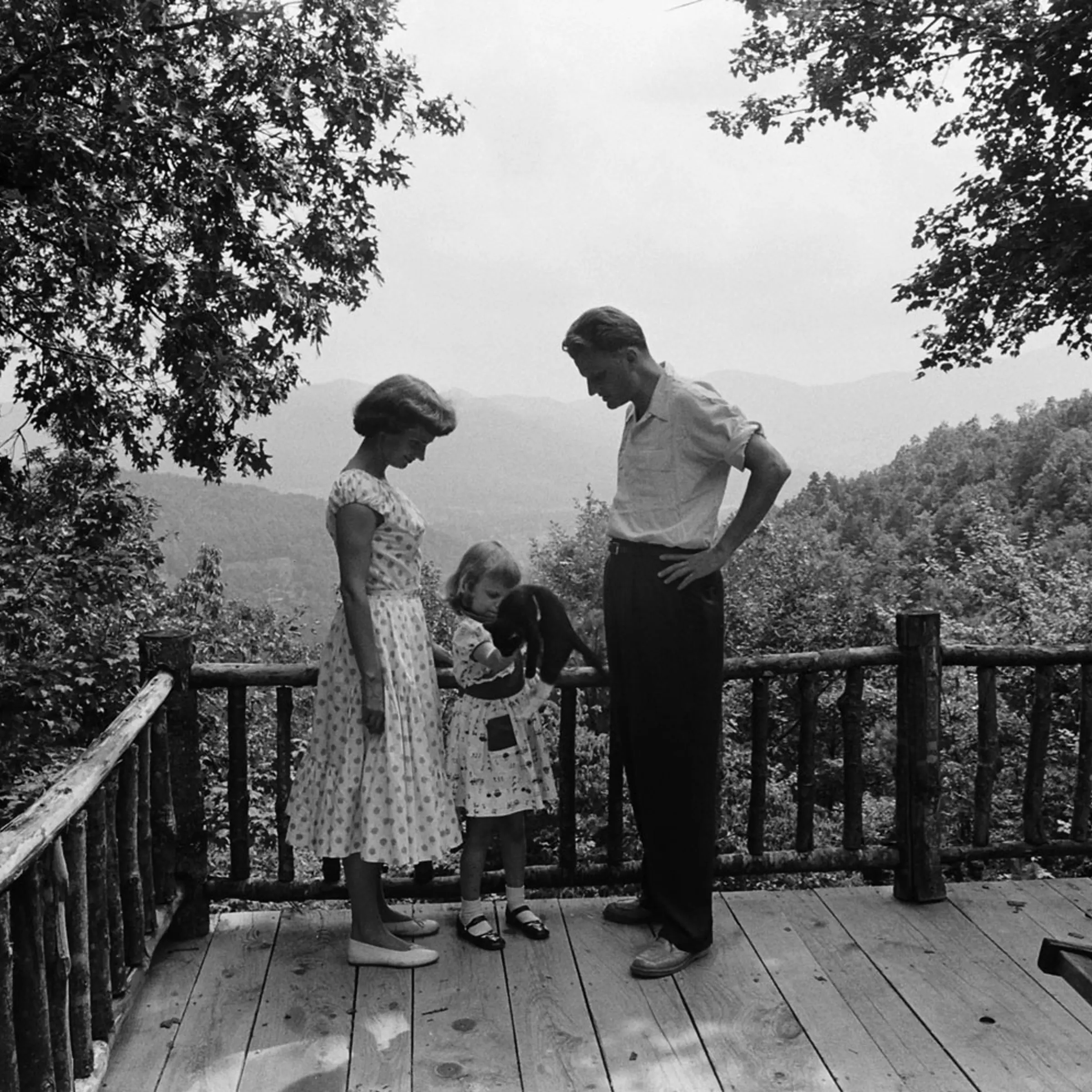 Billy Graham with his wife and daughter, 1955.