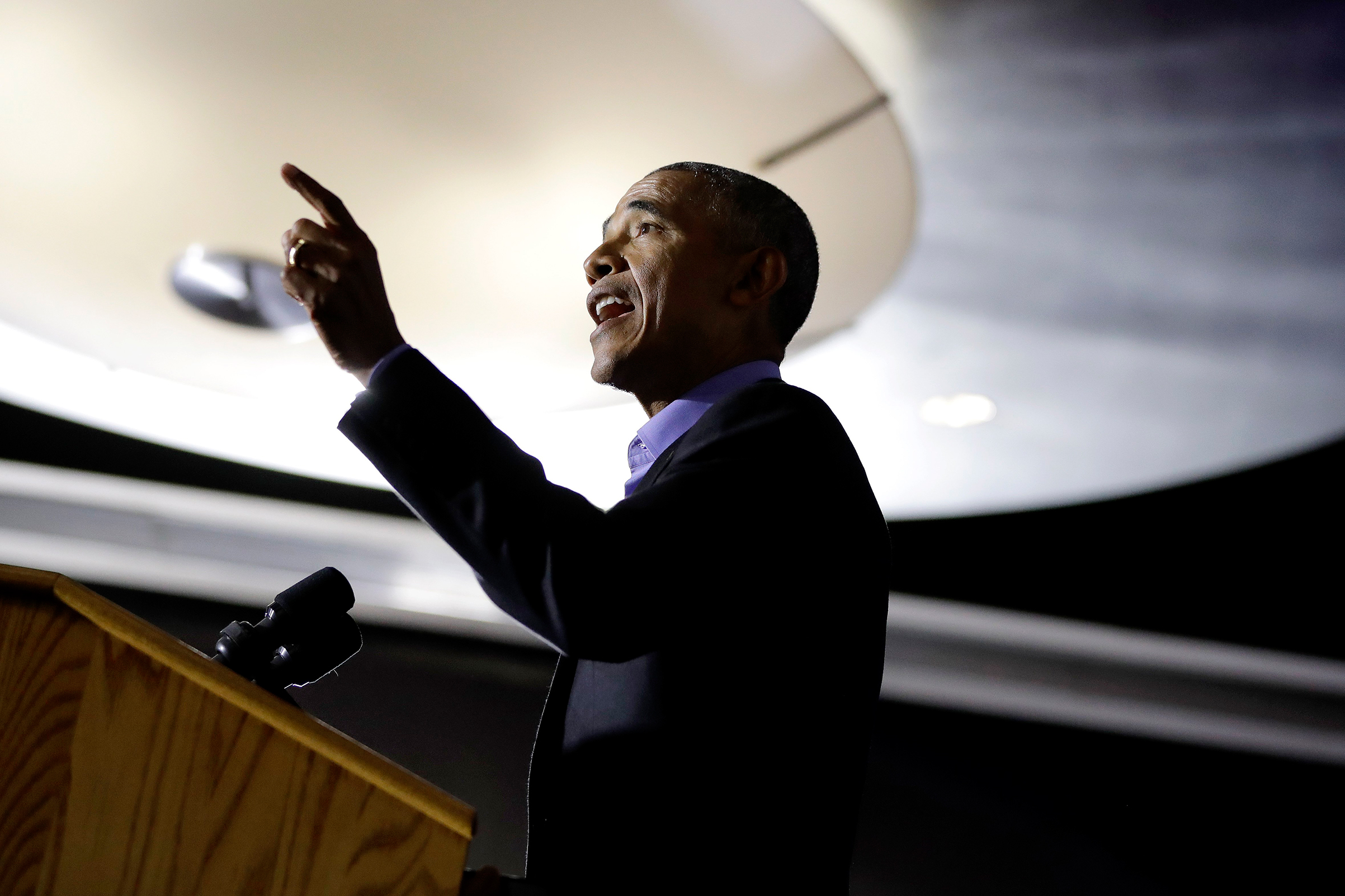 Former President Barack Obama speaks during a canvasing event for New Jersey Democratic gubernatorial nominee Phil Murphy, Oct. 19, 2017, in Newark.