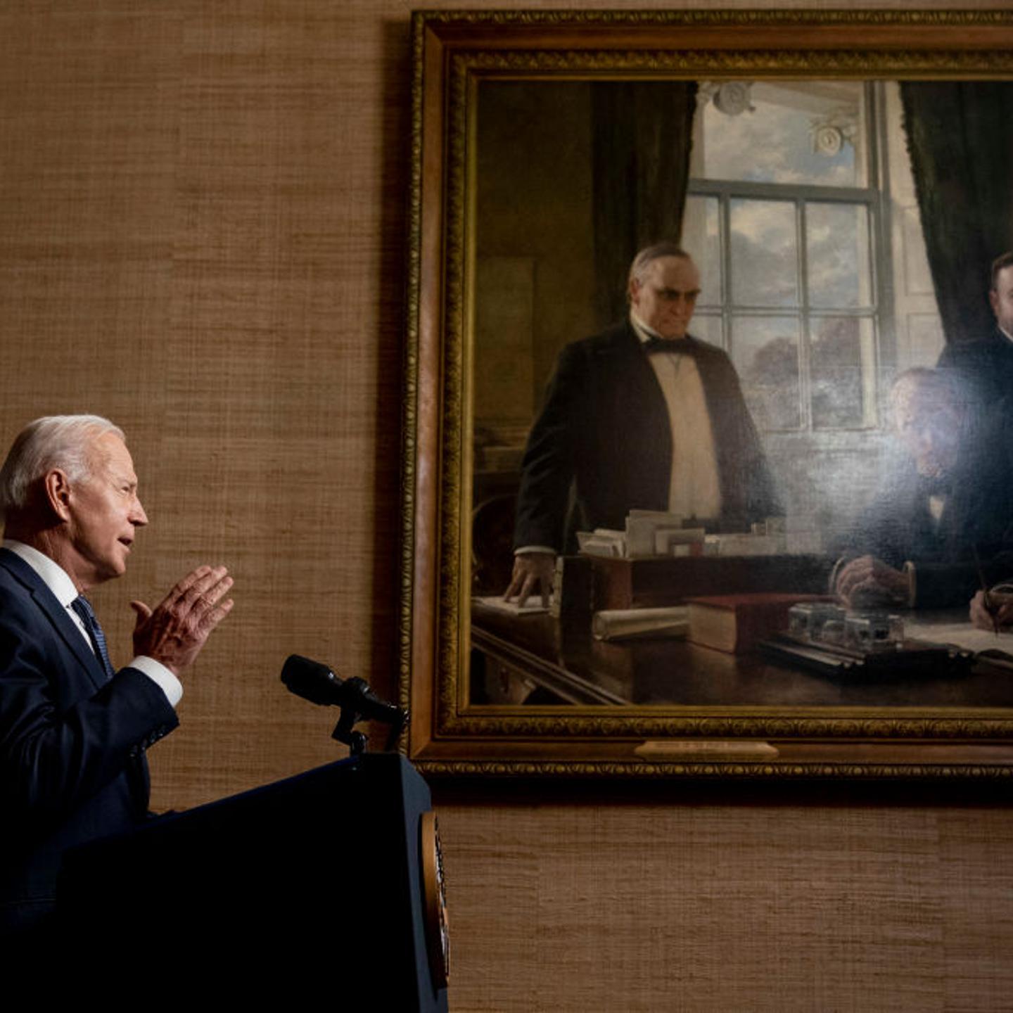 President Biden Delivers Address On Afghanistan From White House Treaty Room