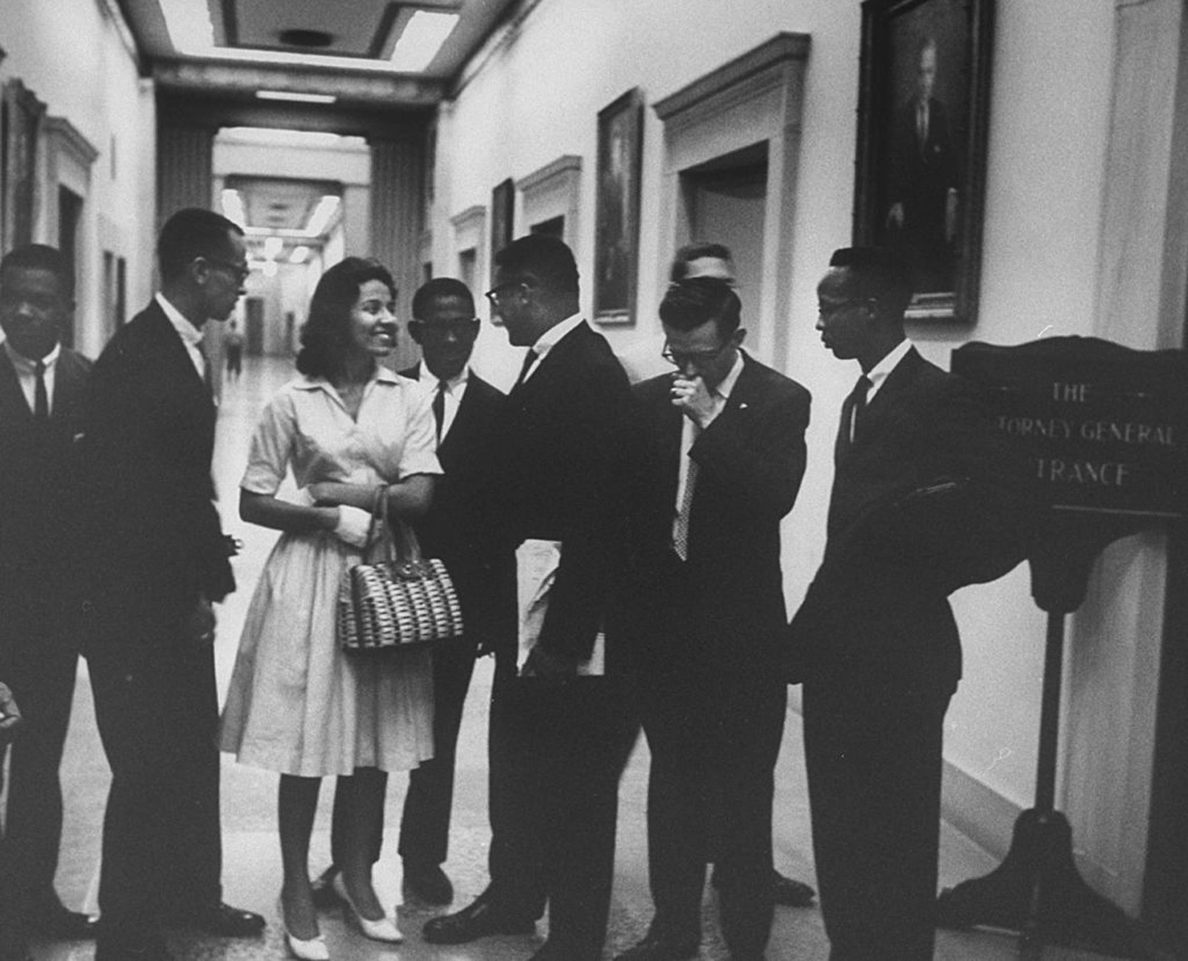 A 1961 photo of Diane Nash and other "Freedom Riders" at the Department of Justice  in Washington, D.C.