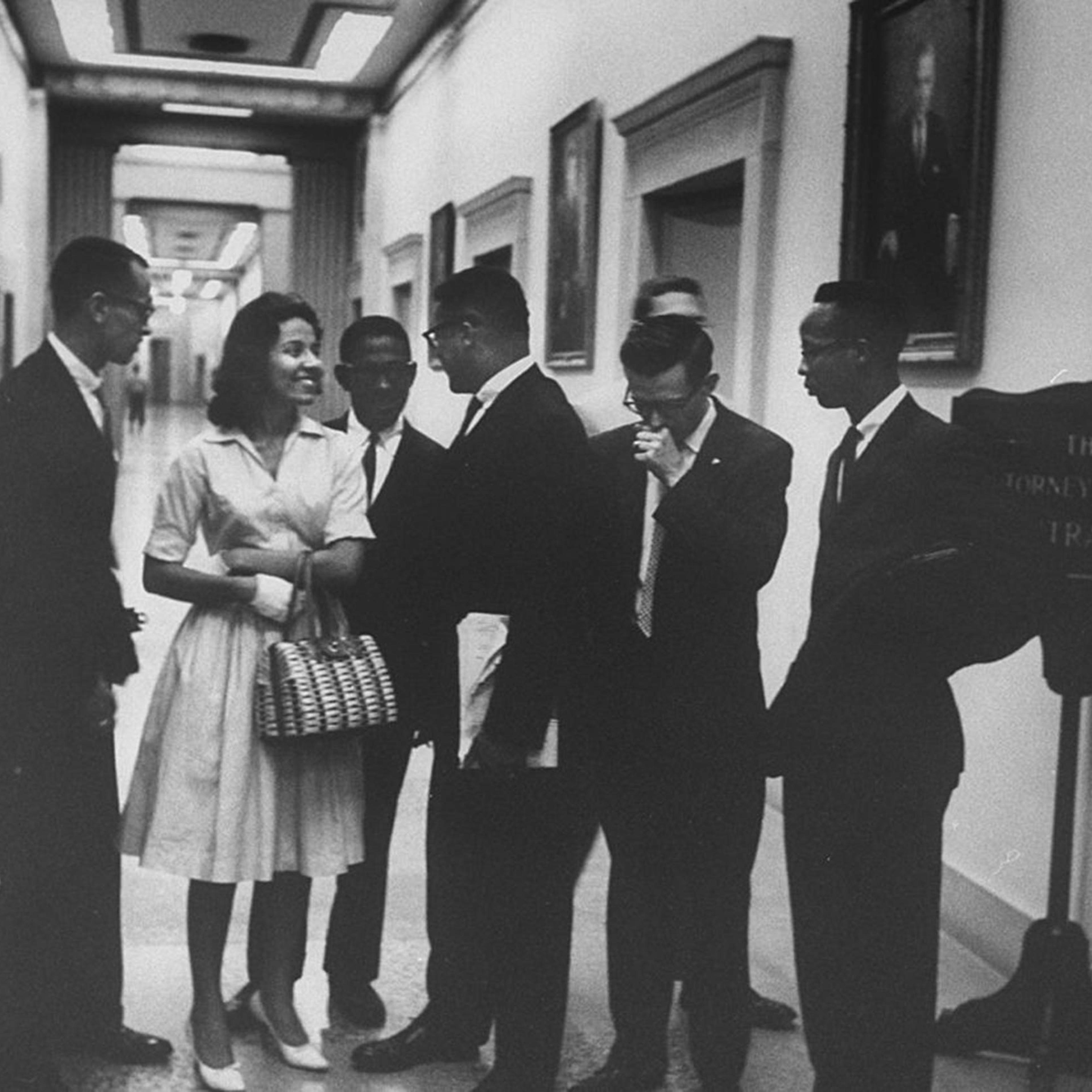 A 1961 photo of Diane Nash and other "Freedom Riders" at the Department of Justice in Washington, D.C.