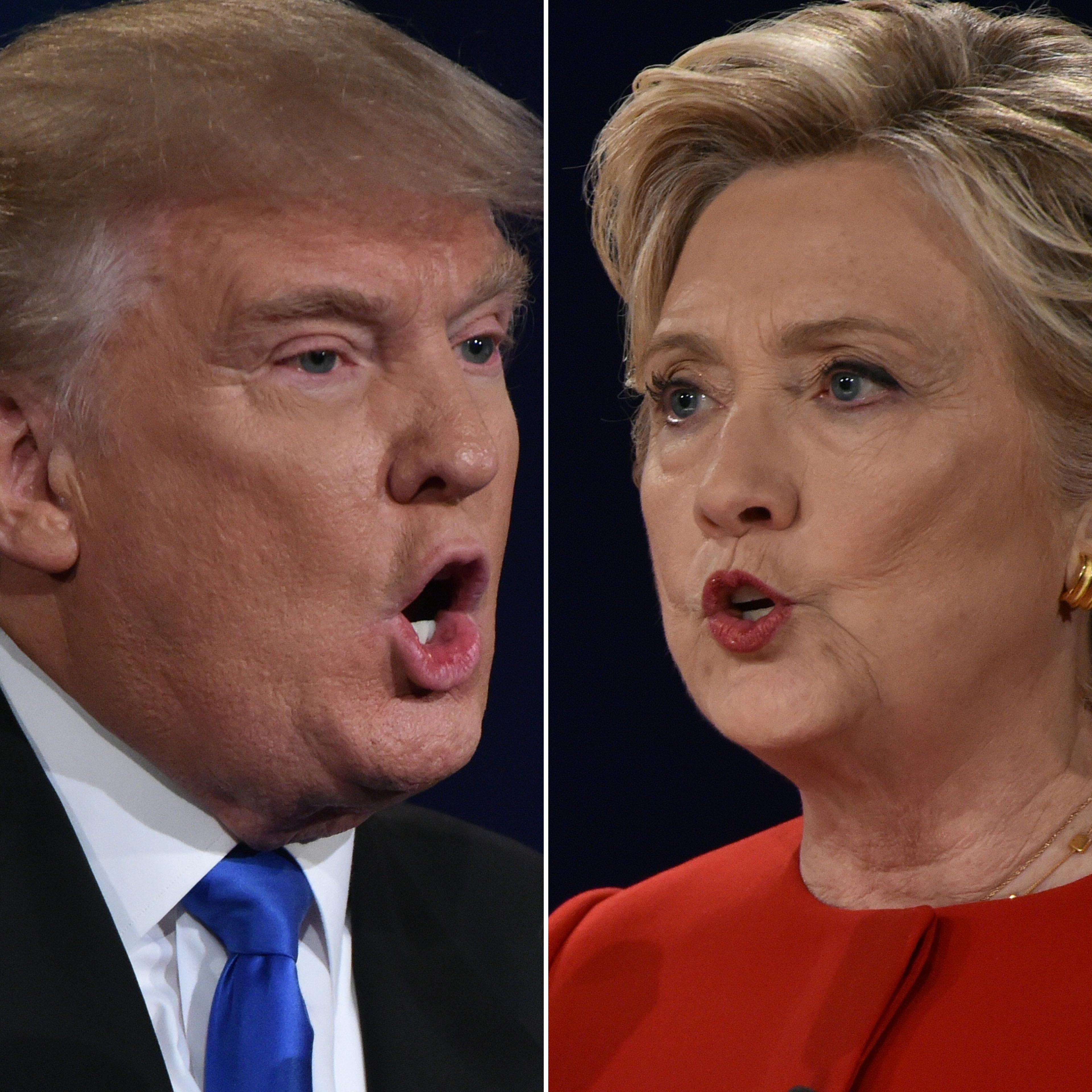 Republican nominee Donald Trump and Democratic nominee Hillary Clinton face off during the first presidential debate at Hofstra University in Hempstead, N.Y., on Sept. 26, 2016.