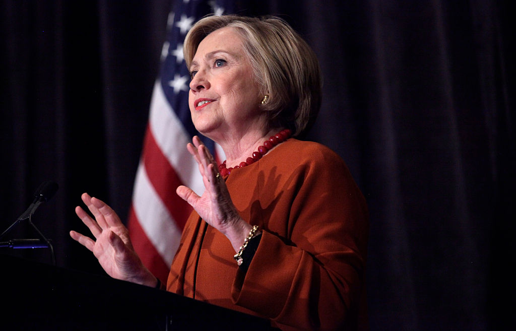 Democratic presidential candidate Hillary Clinton speaks in Milwaukee, Wisc., on April 2, 2016.