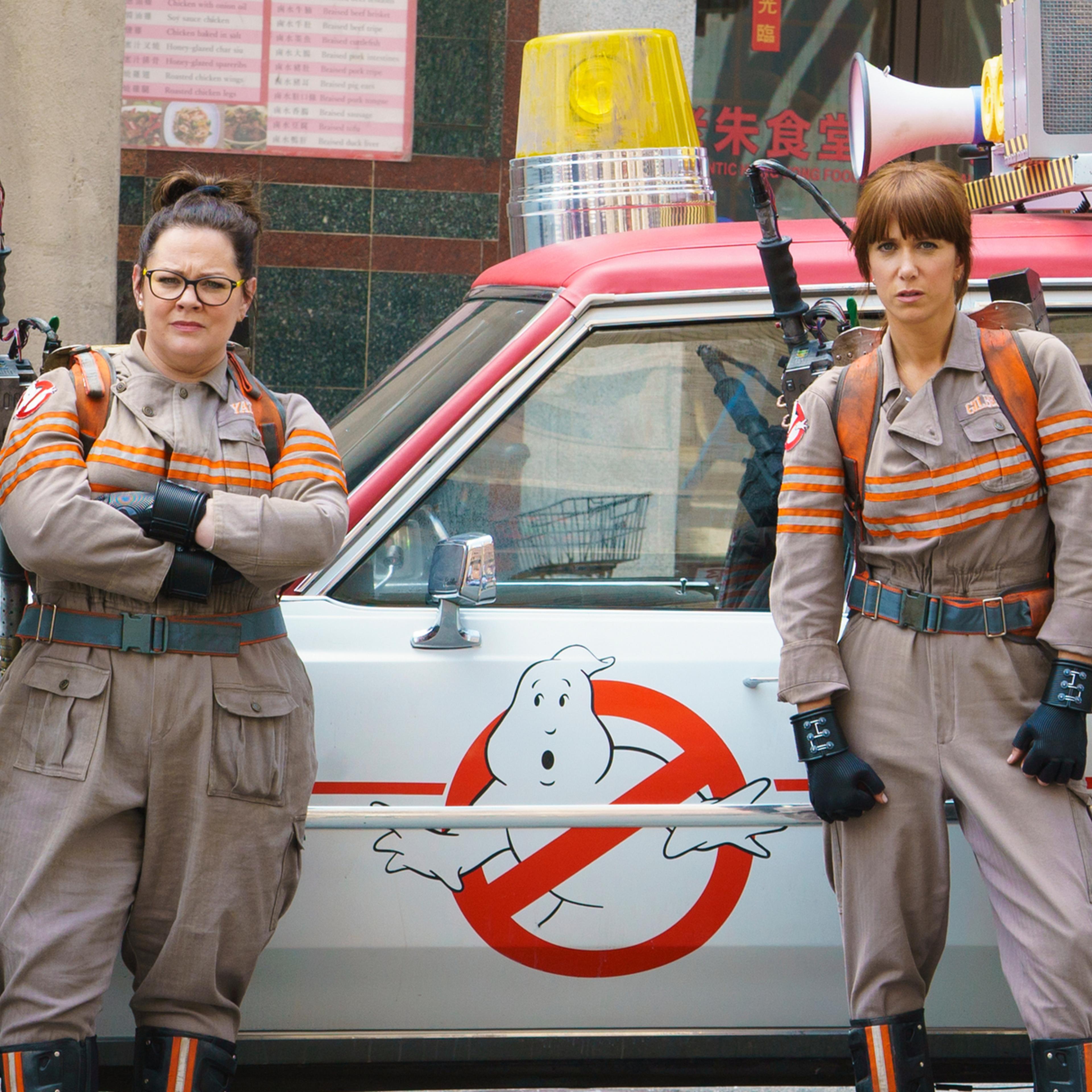 From left: Leslie Jones, Melissa McCarthy, Kristen Wiig and Kate McKinnon in Ghostbusters.