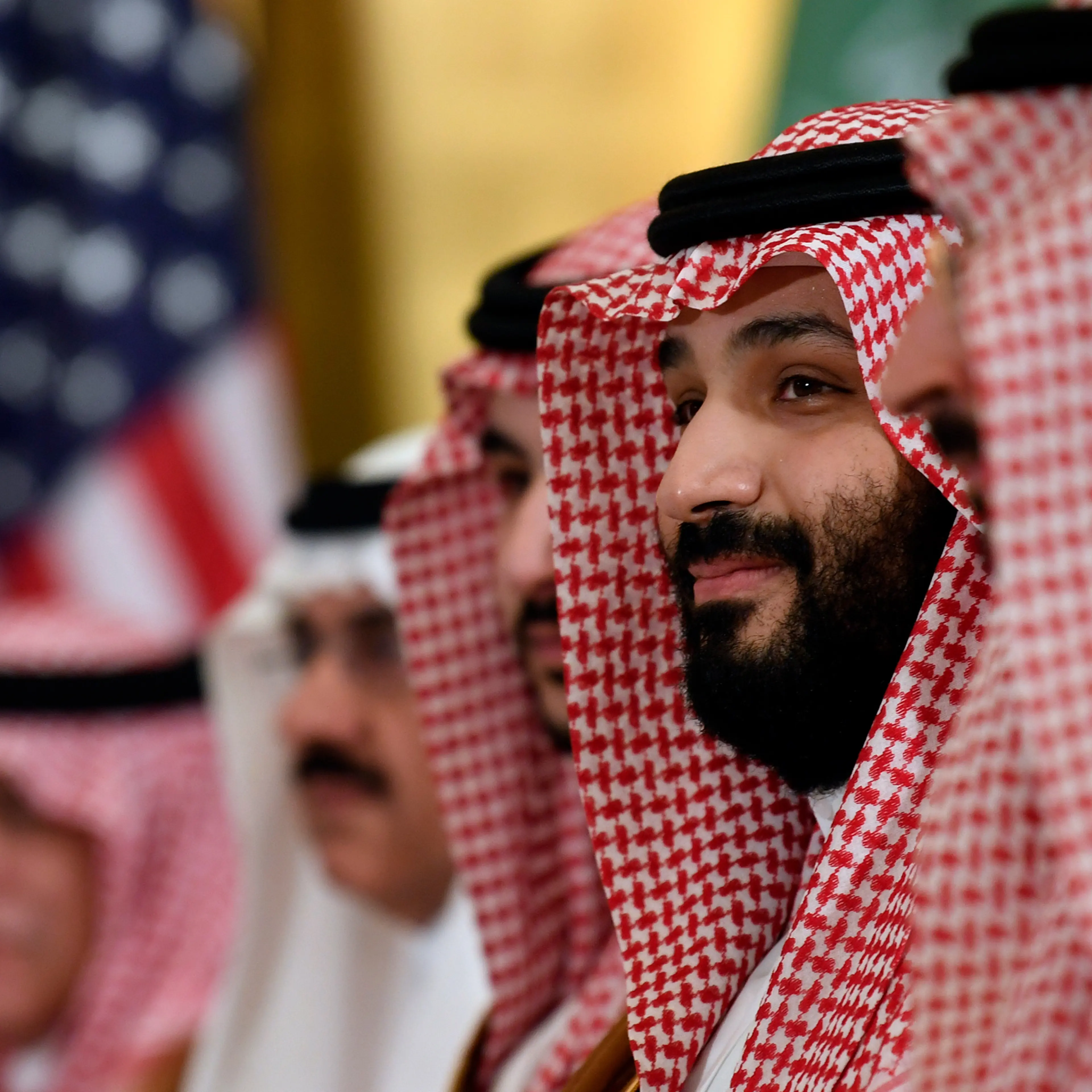 In this June 29, 2019 photo, Saudi Arabia's Crown Prince Mohammed bin Salman listens during his meeting with President Donald Trump on the sidelines of the G-20 summit in Osaka, Japan