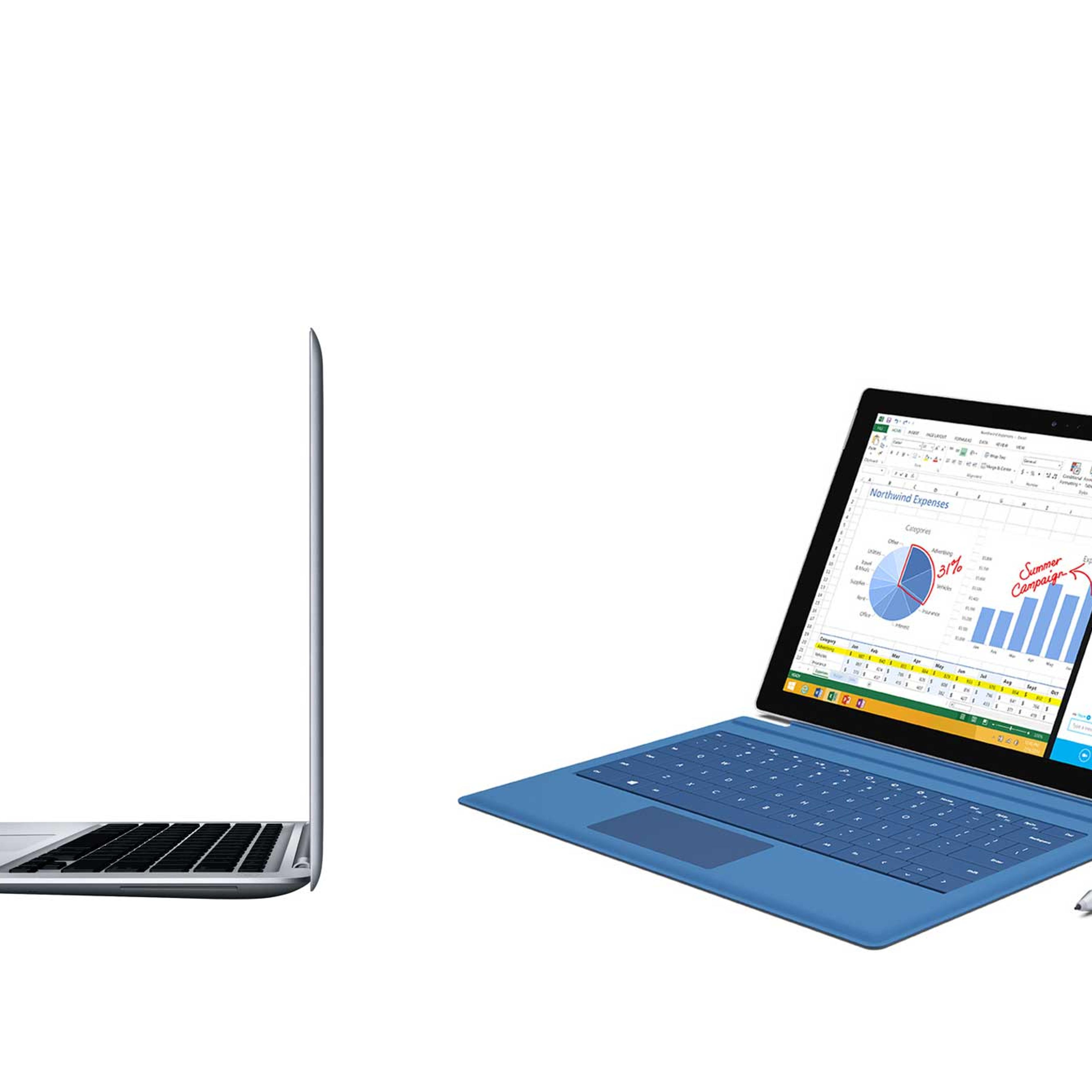 Apple MacBook Air; Microsoft Surface Pro 3
