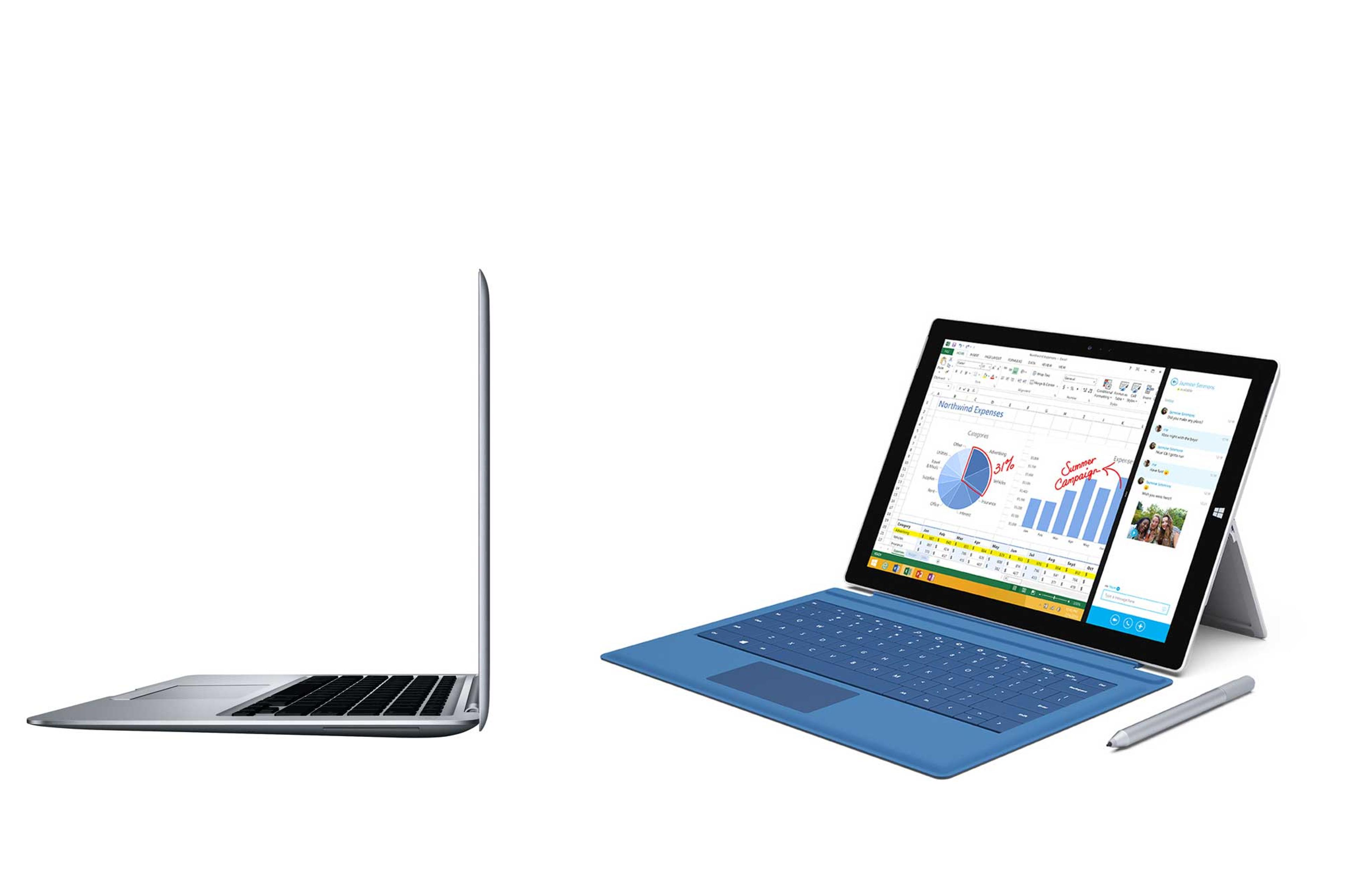 Apple MacBook Air; Microsoft Surface Pro 3