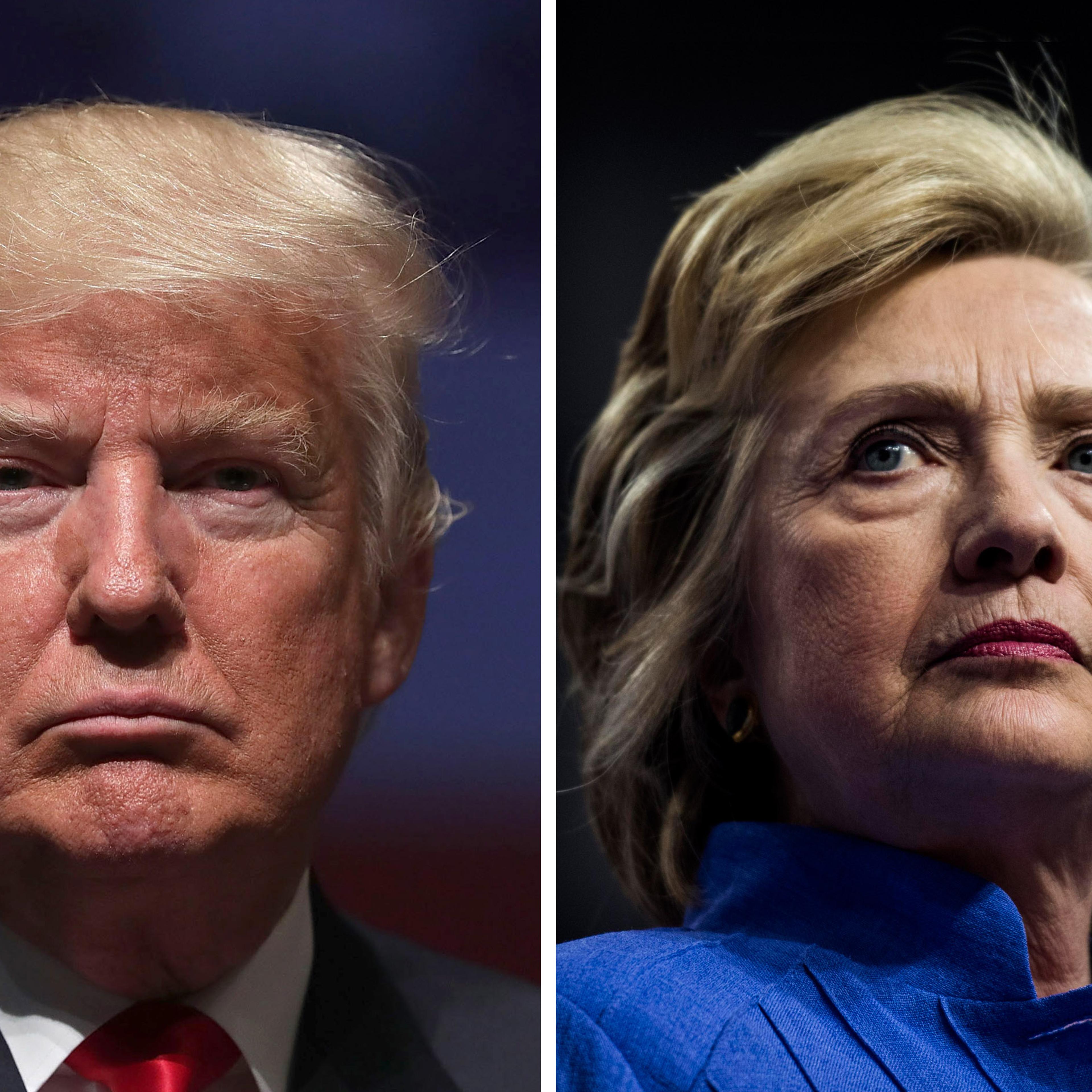 From left: Donald Trump during a campaign event, Sept. 6, 2016 in Virginia Beach, Virginia; Hillary Clinton at a campaign rally in Scranton, Penn. on Aug. 15, 2016.