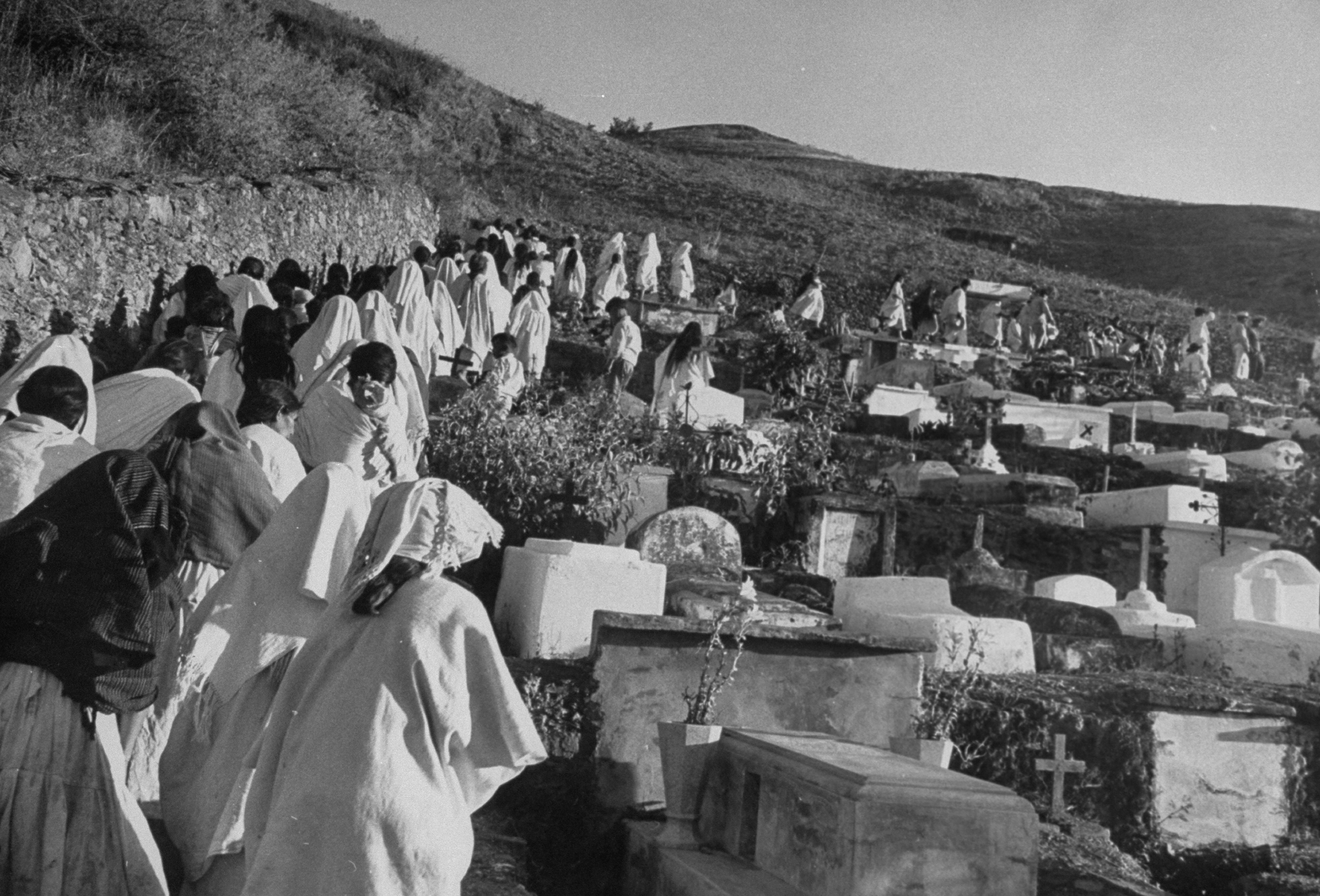 Village procession en route to cemetery,
