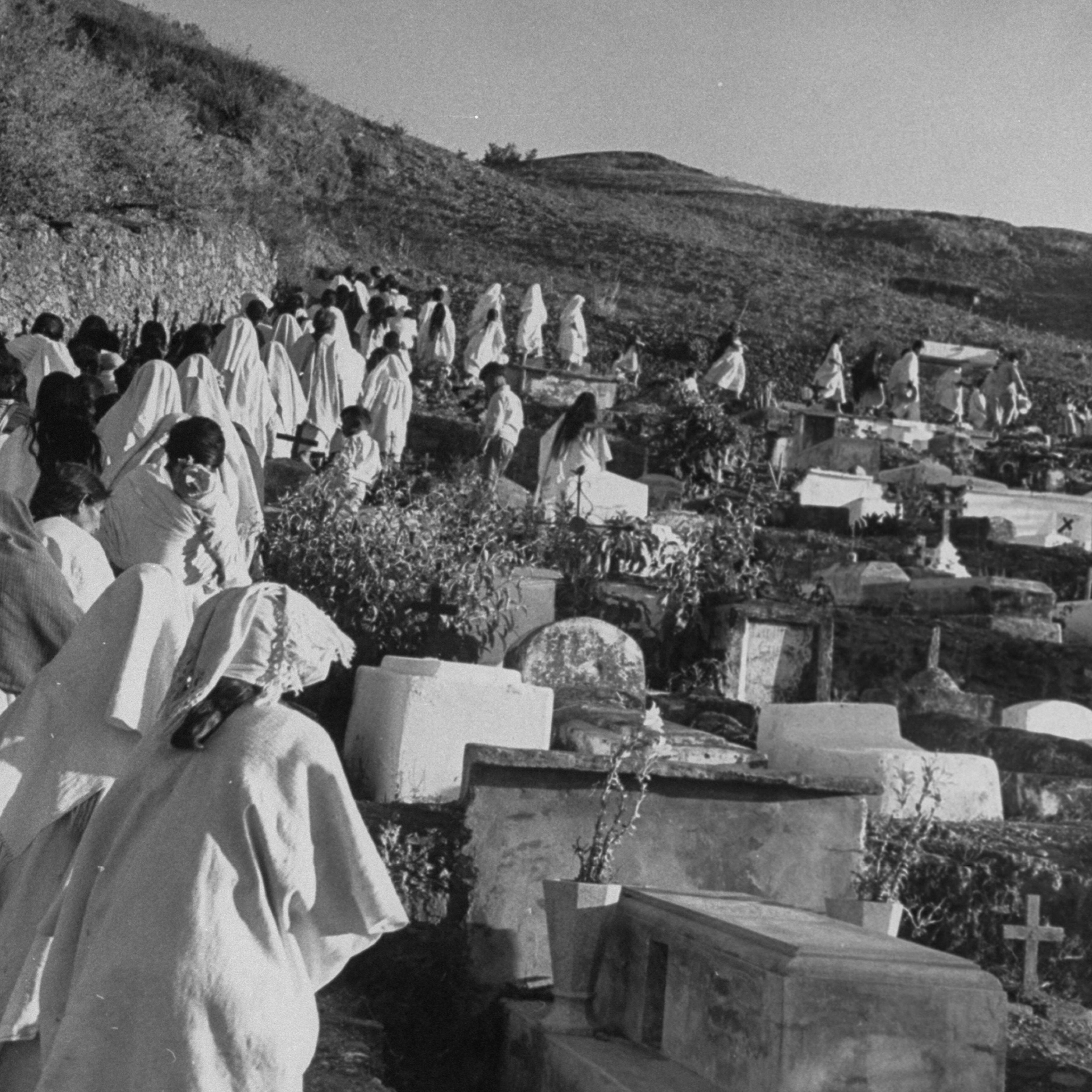 Village procession en route to cemetery,