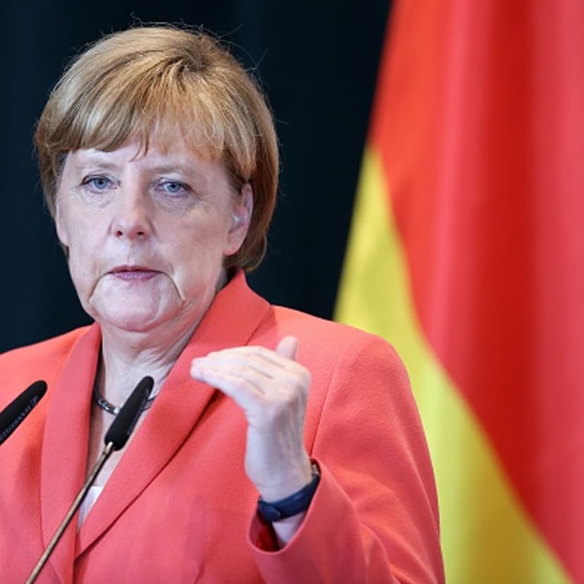German Chancellor Angela Merkel at a press conference after meeting with Albanian Prime Minister Edi Rama in Tirana on July 8, 2015.
