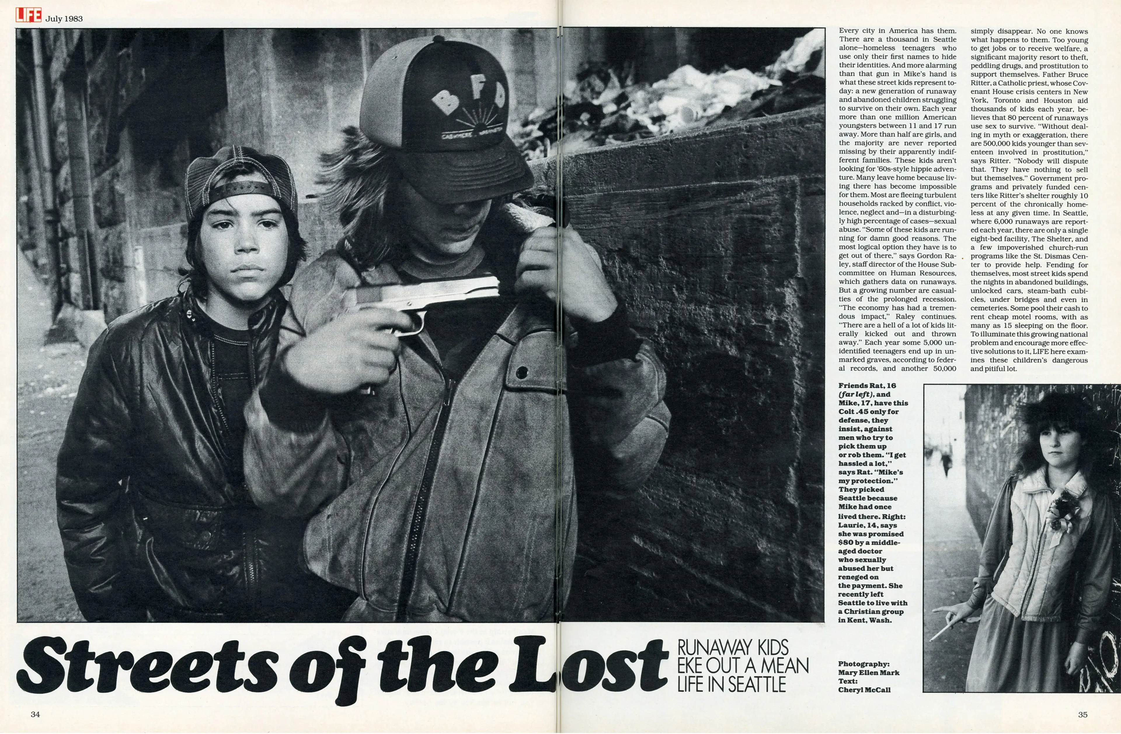 "Streets of the Lost: Runaway Kids eke out a mean life in Seattle"—LIFE magazine, July 1983.