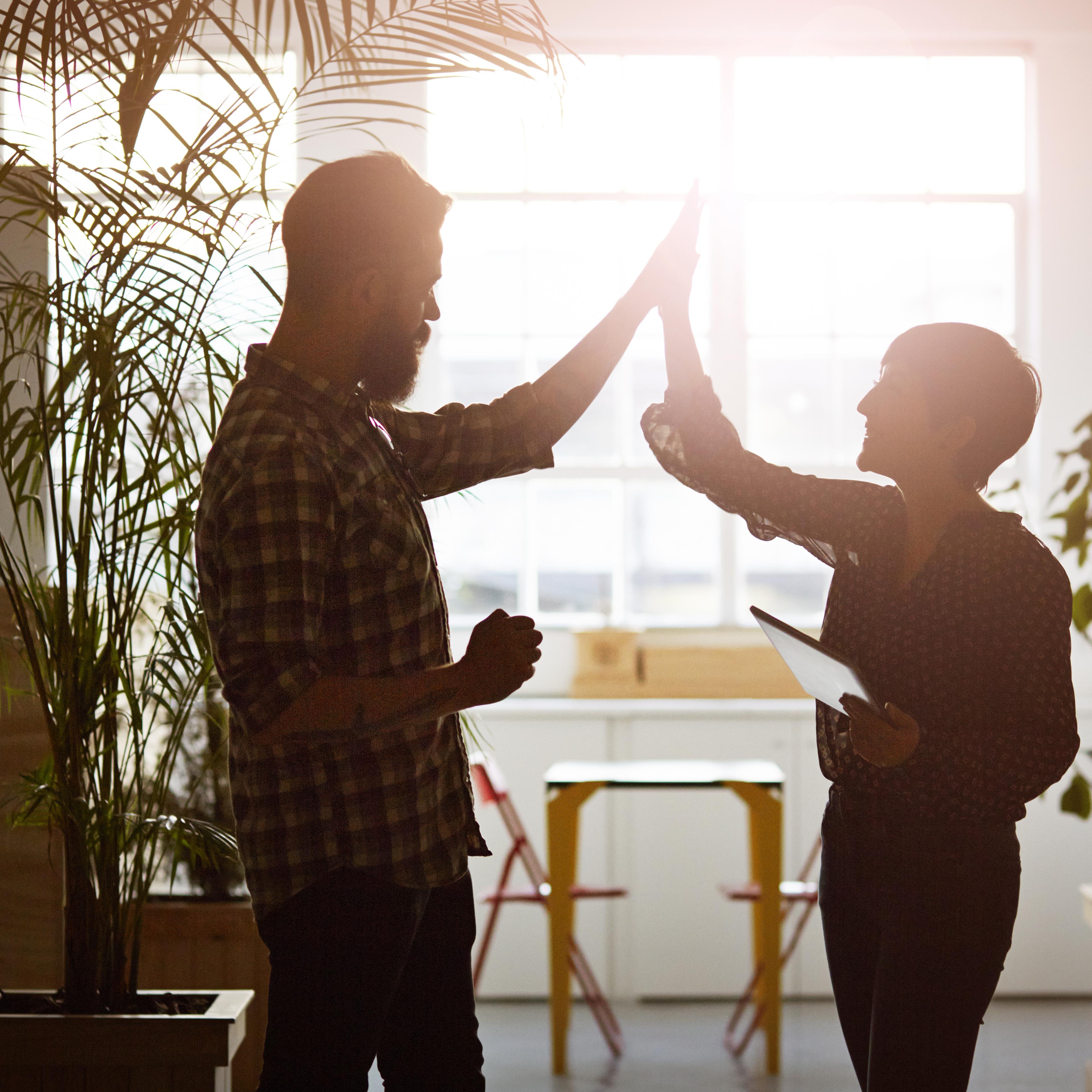 coworkers-highfive