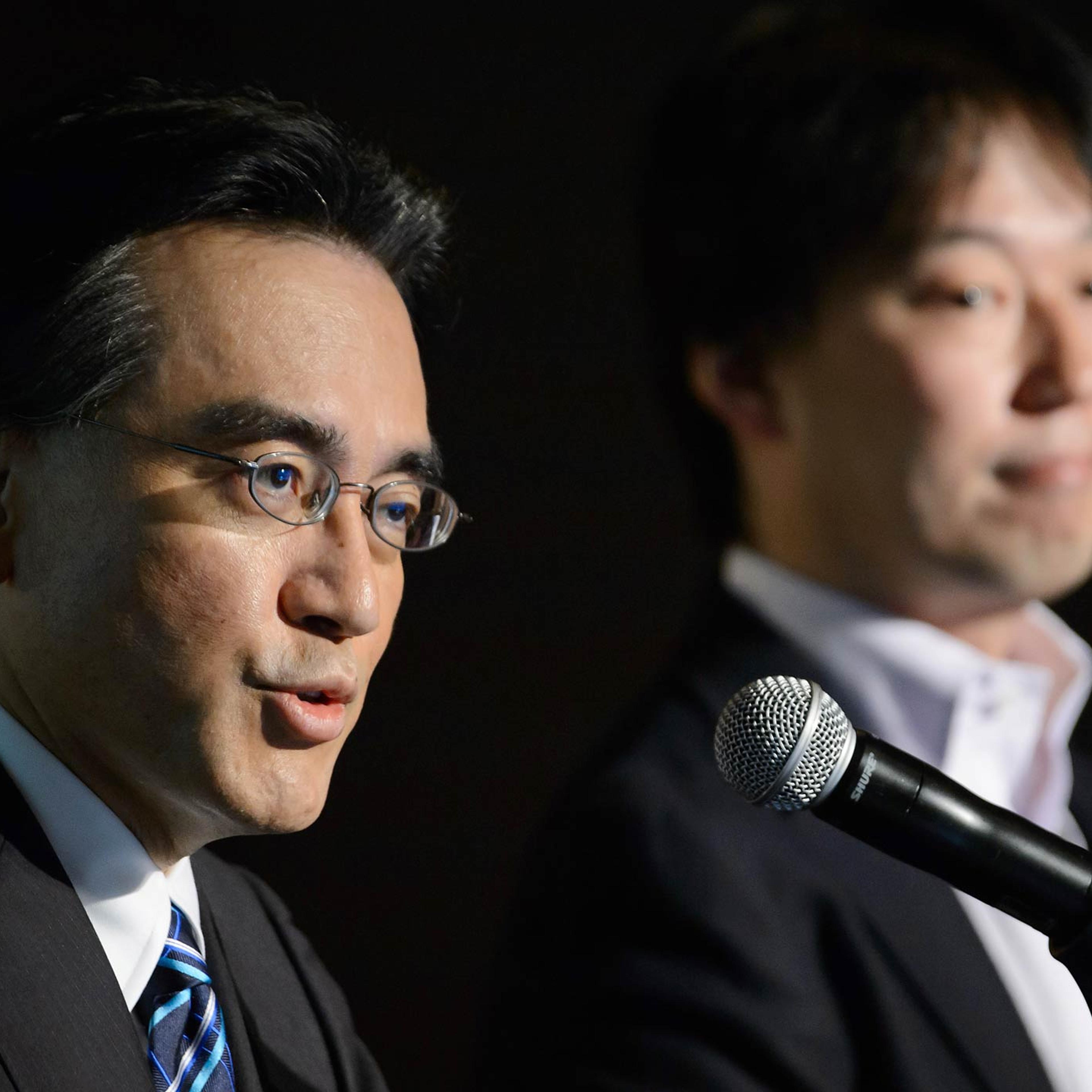 Nintendo President Satoru Iwata And DeNA President Isao Moriyasu Joint News Conference As The Companies Form Capital Alliance