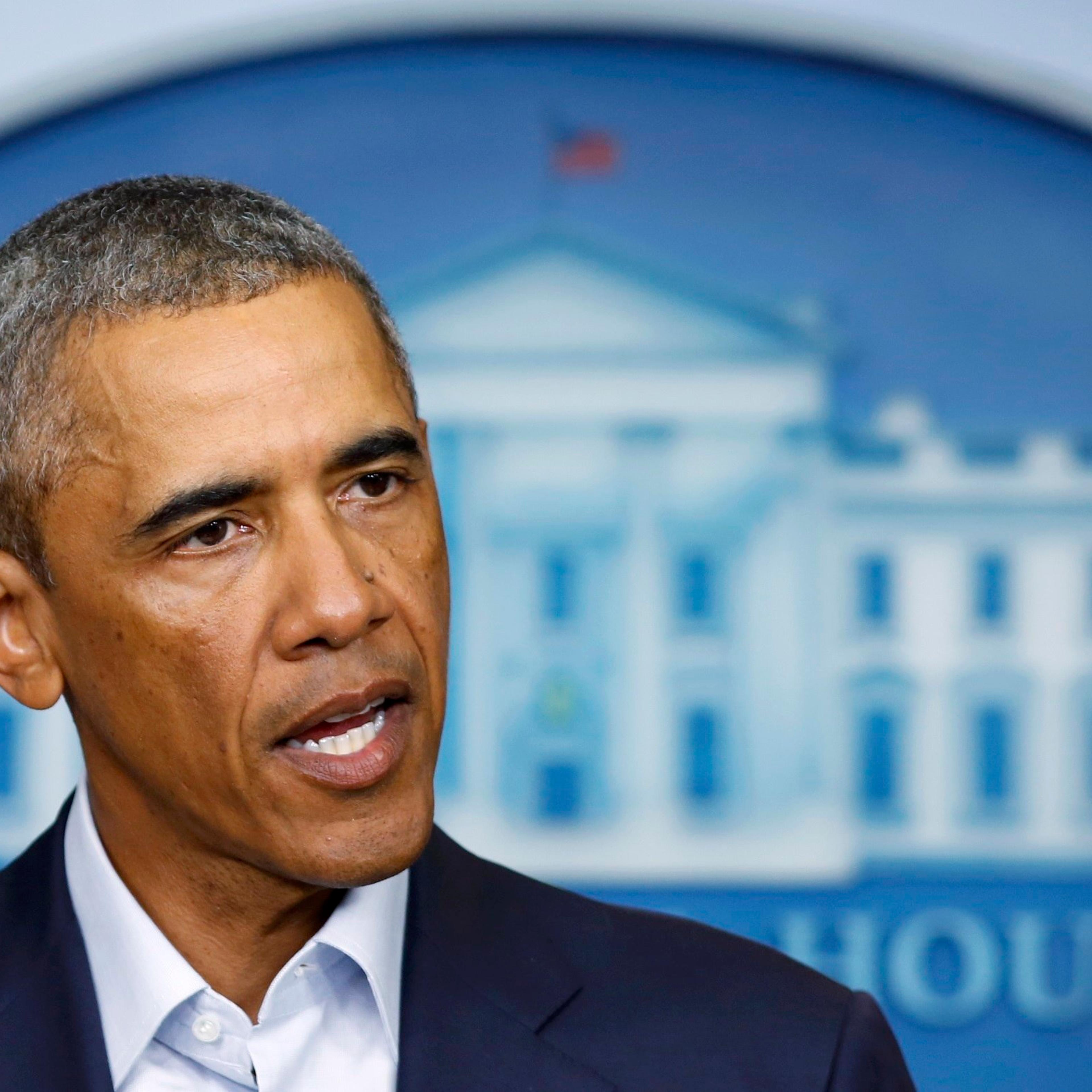 U.S. President Obama speaks about developments in Iraq and civil unrest in Missouri, from the White House in Washington
