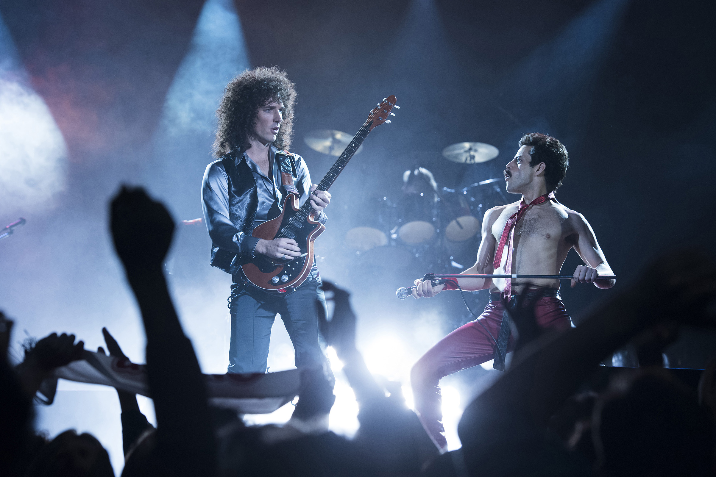 Gwilym Lee (Brian May) and Rami Malek (Freddie Mercury) star in Twentieth Century Fox’s Bohemian Rhapsody