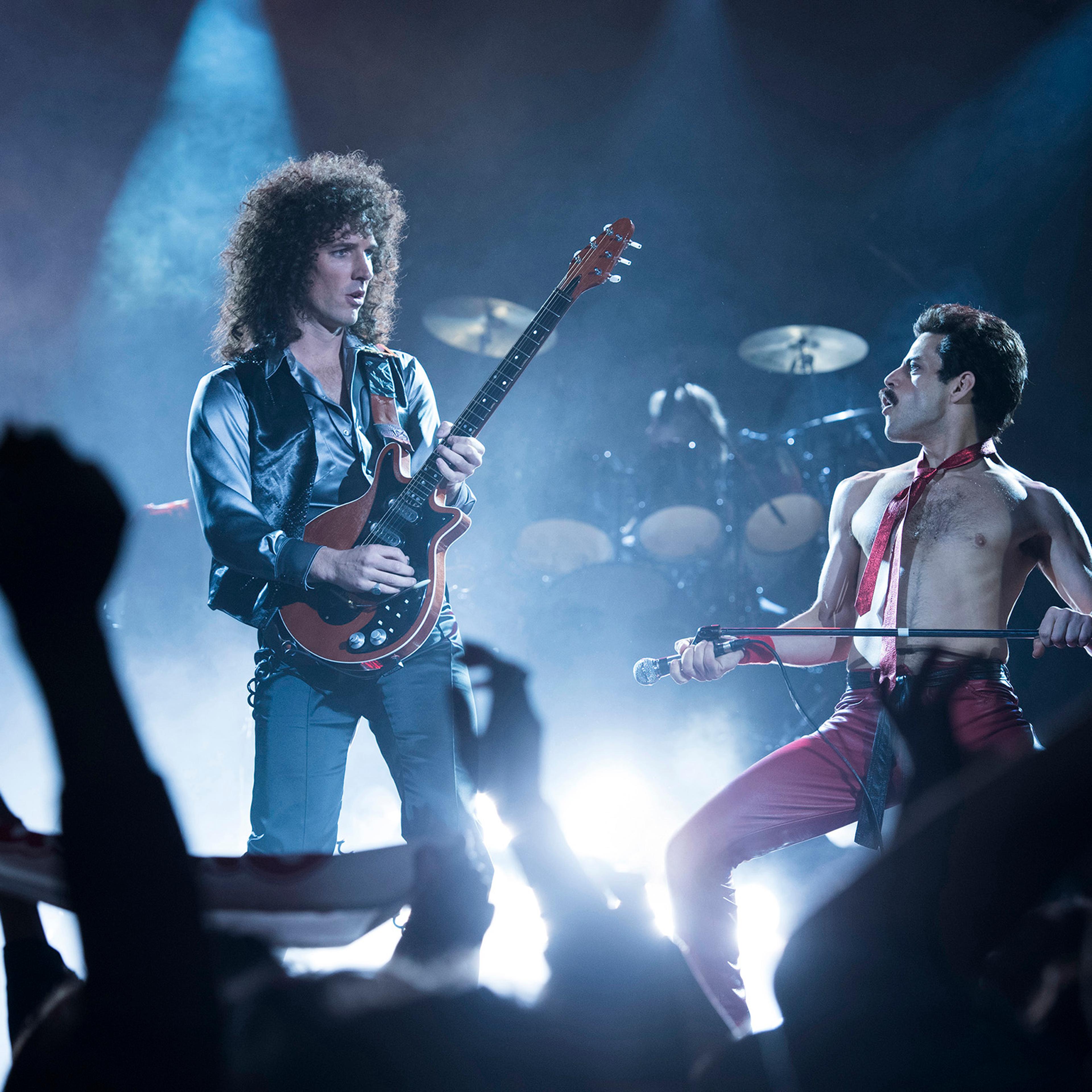 Gwilym Lee (Brian May) and Rami Malek (Freddie Mercury) star in Twentieth Century Fox’s Bohemian Rhapsody