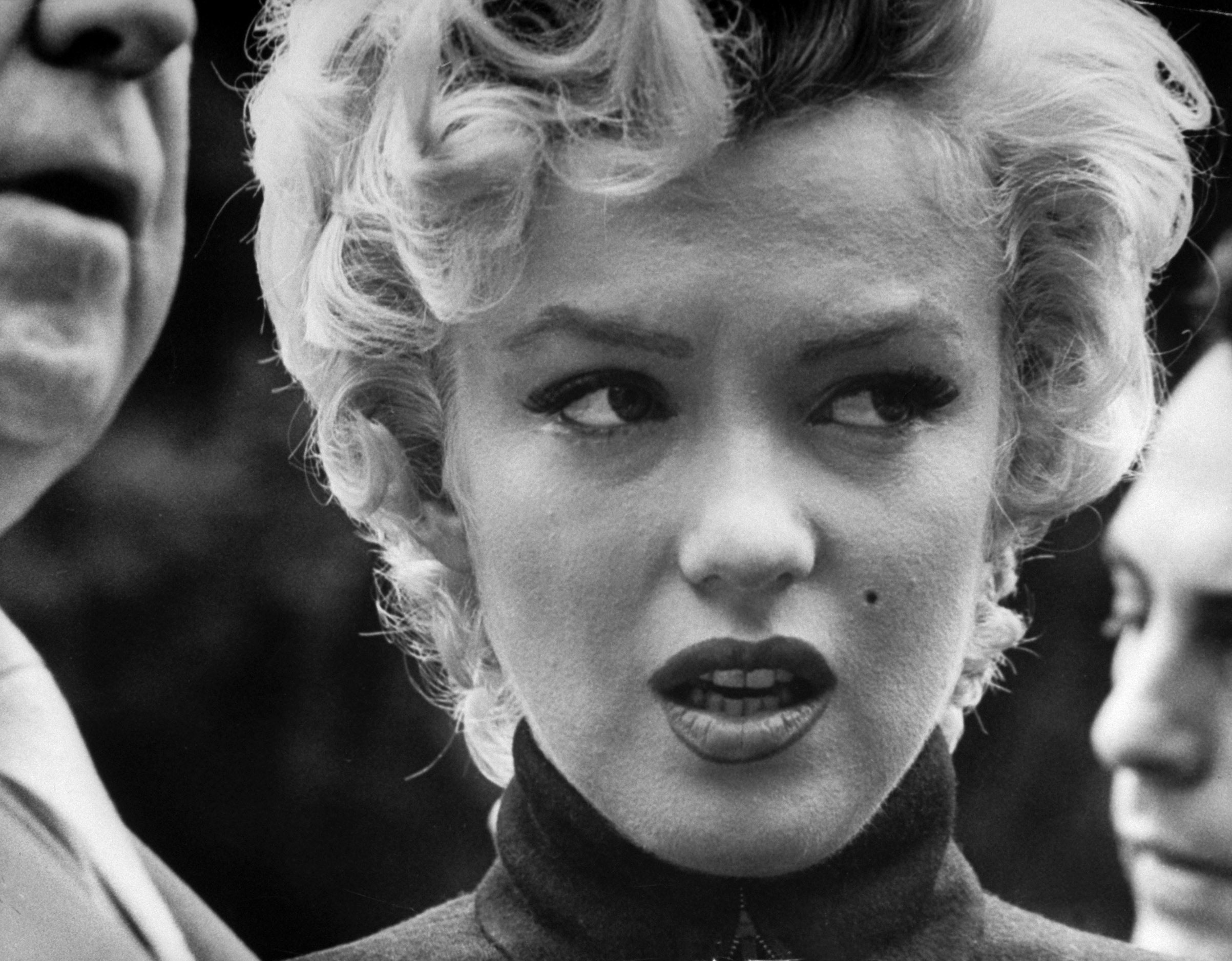 Marilyn Monroe at the time she filed for divorce from Joe DiMaggio, October 1954.