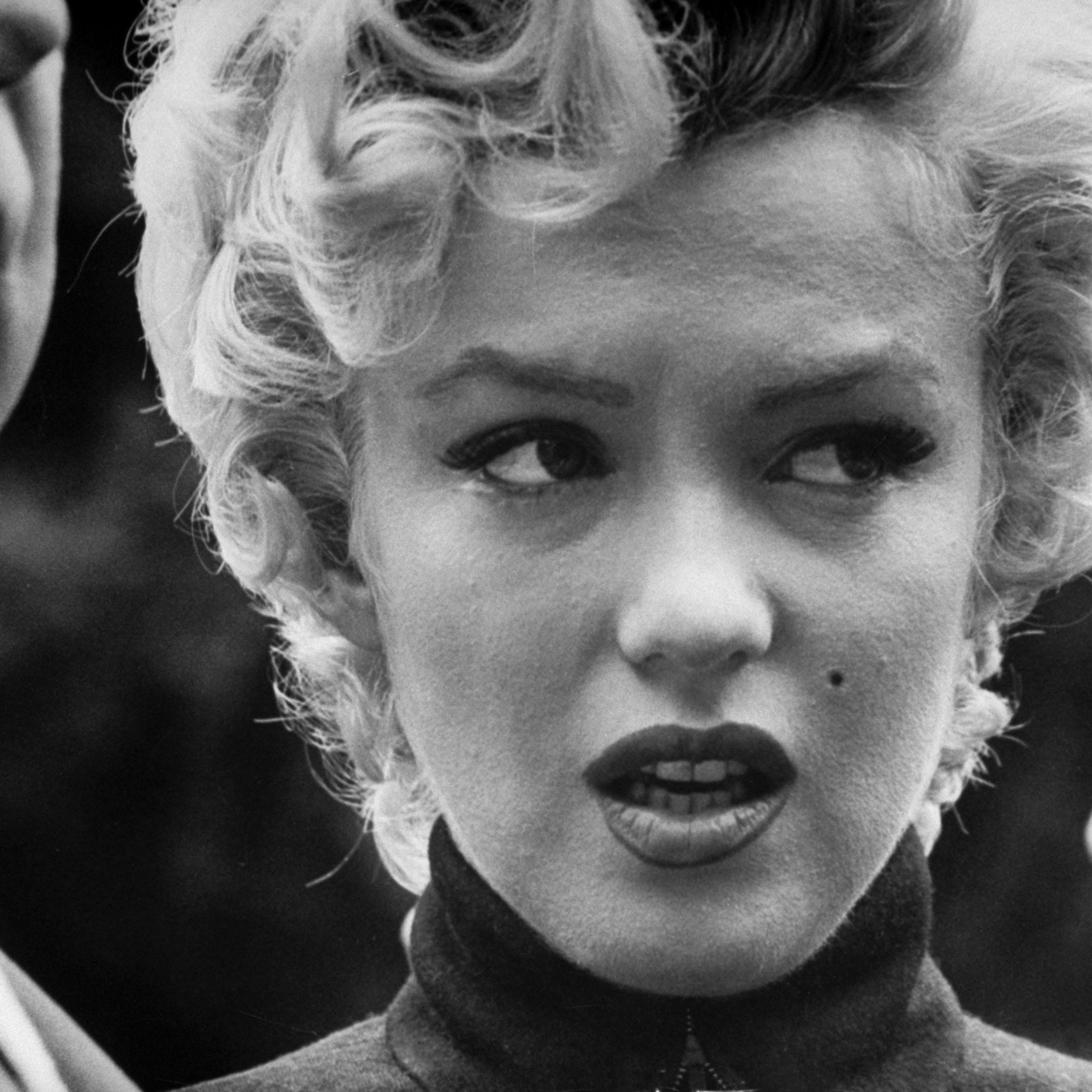Marilyn Monroe at the time she filed for divorce from Joe DiMaggio, October 1954.