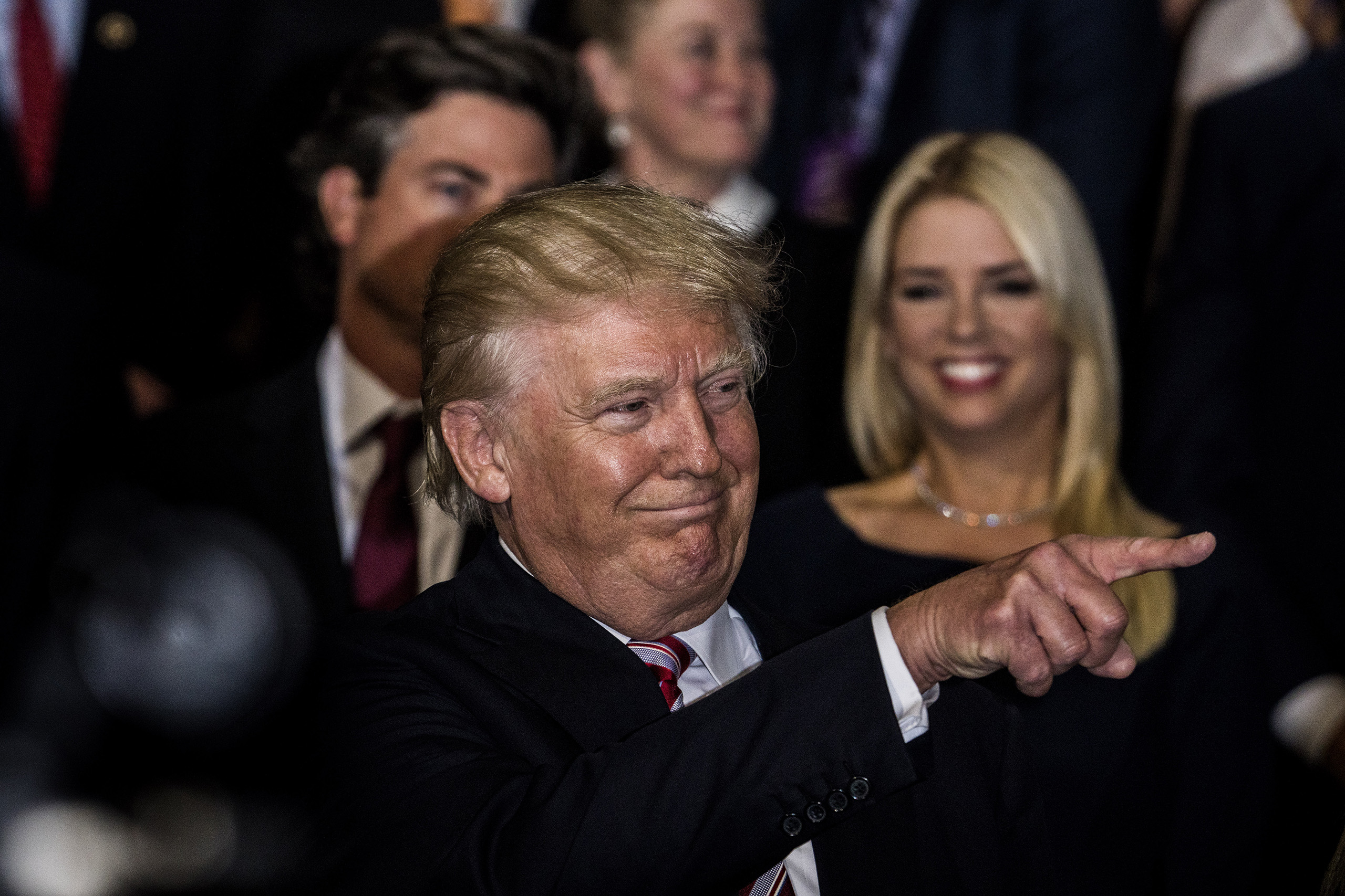 Republican presidential candidate Donald Trump attends the third day of the Republican National Convention after securing the nomination on July 20, 2016, at the Quicken Loans Arena in Cleveland, Ohio. 

