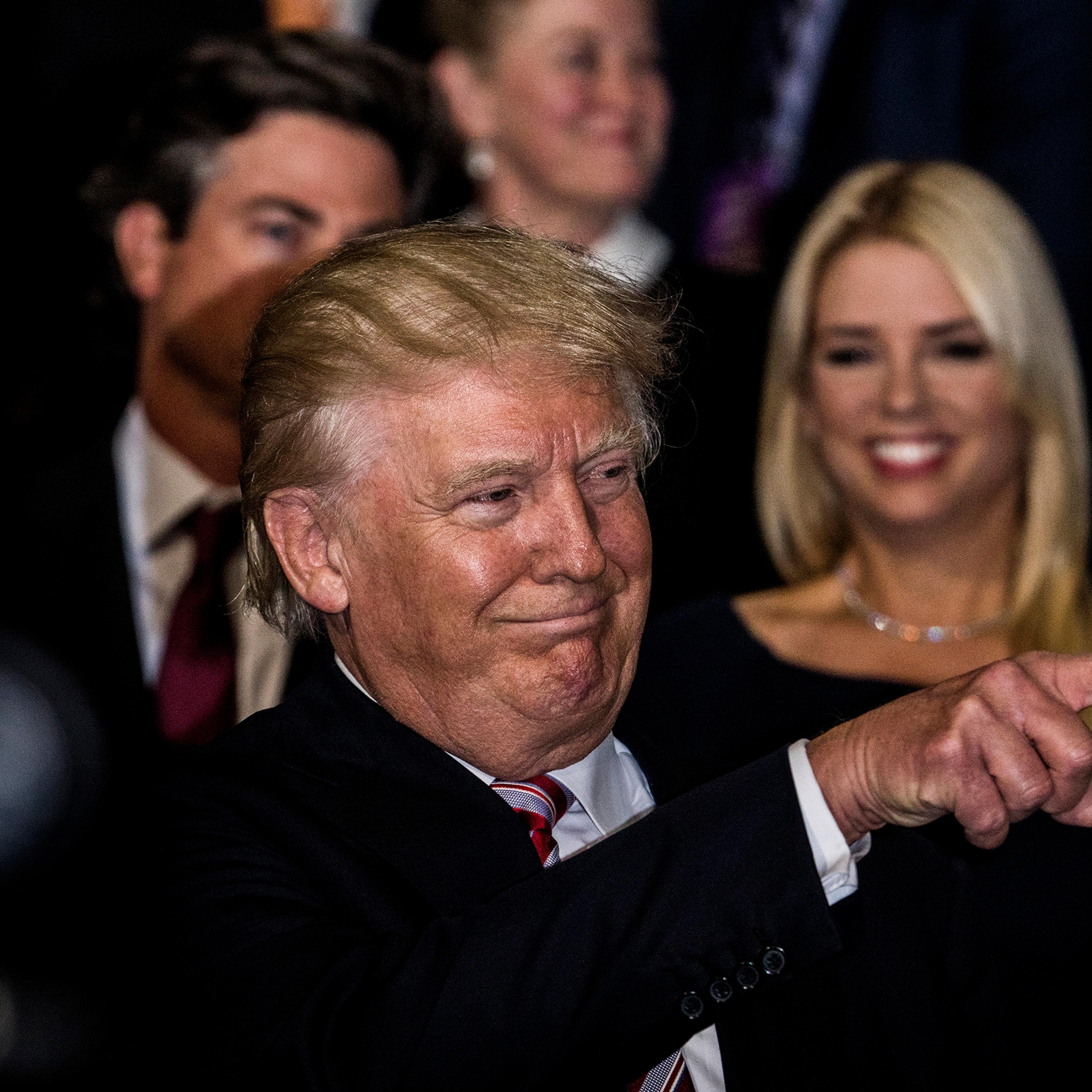 Republican presidential candidate Donald Trump attends the third day of the Republican National Convention after securing the nomination on July 20, 2016, at the Quicken Loans Arena in Cleveland, Ohio.