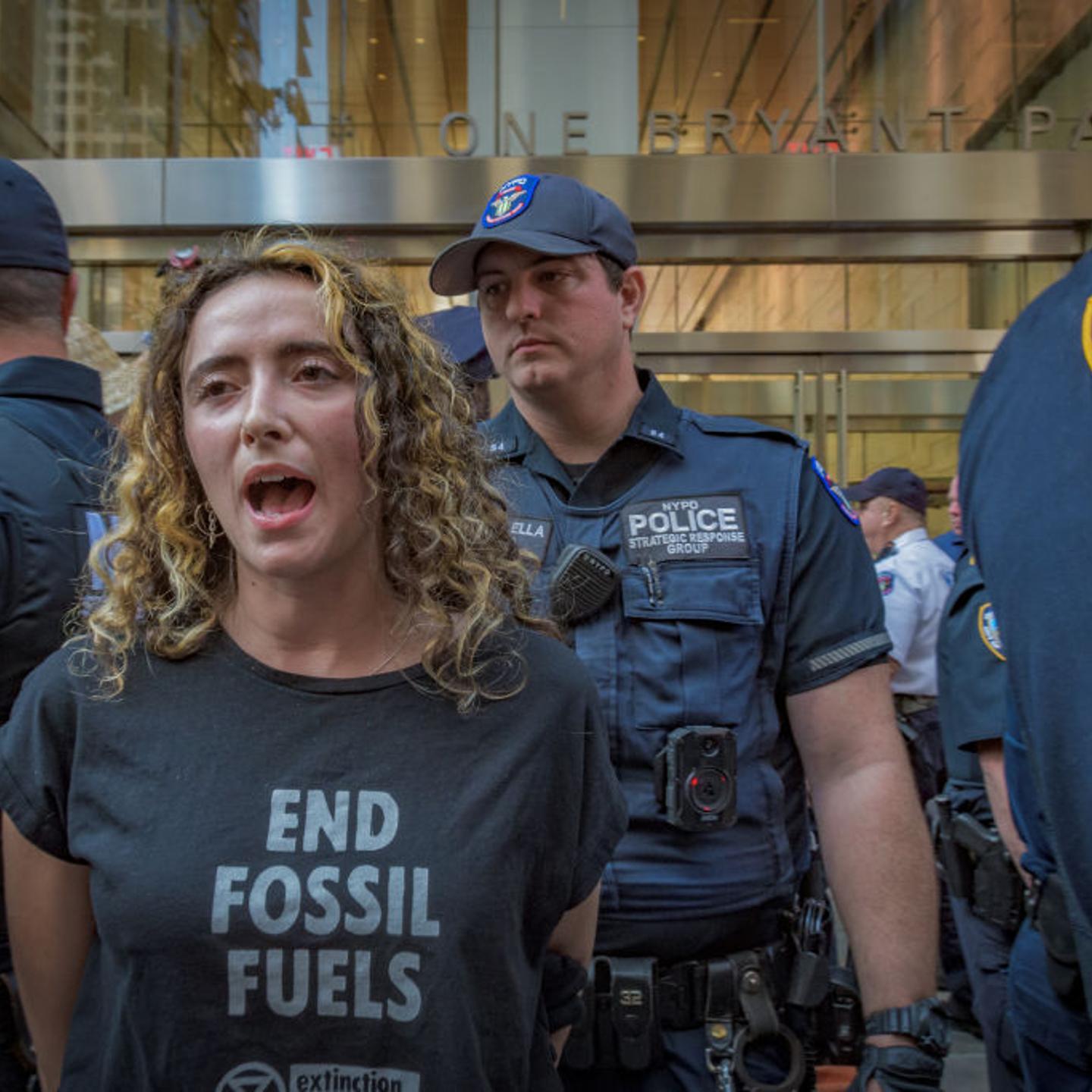 Climate activist seen being arrested by NYPD for blocking