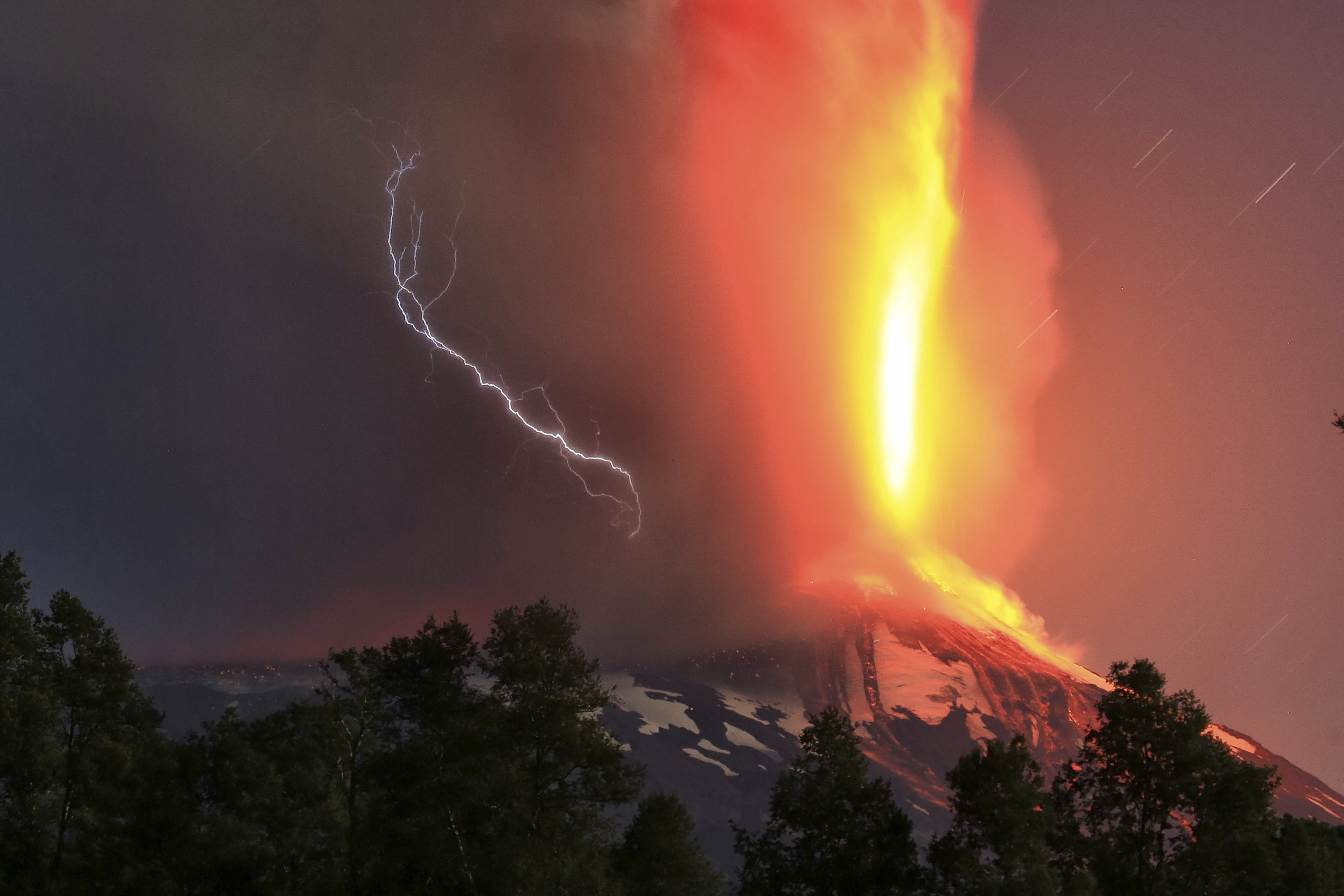 The Villarica volcano erupts near Pucon, Chile, March 3, 2015.