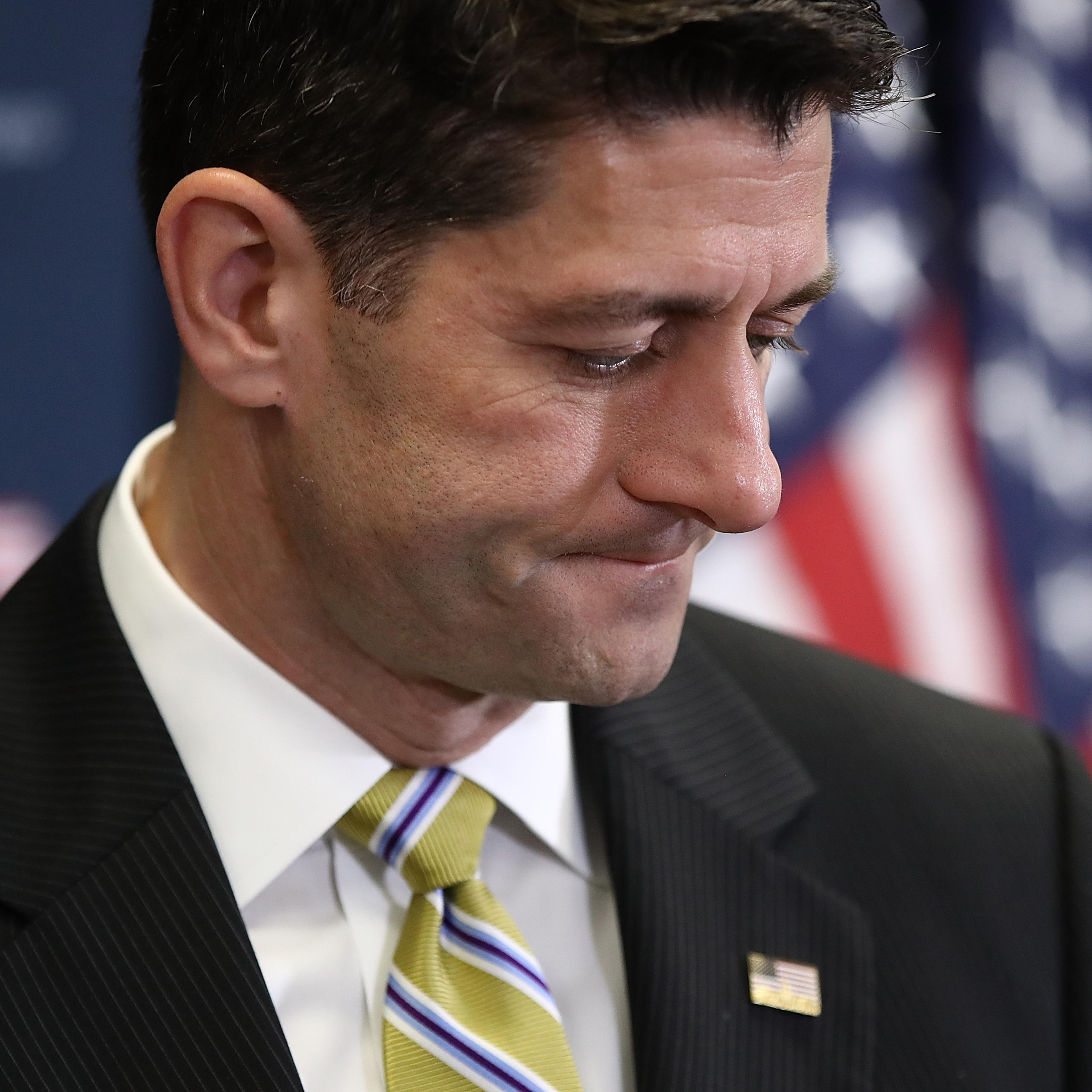 House Speaker Paul Ryan Addresses The Media After Party Conference Meeting